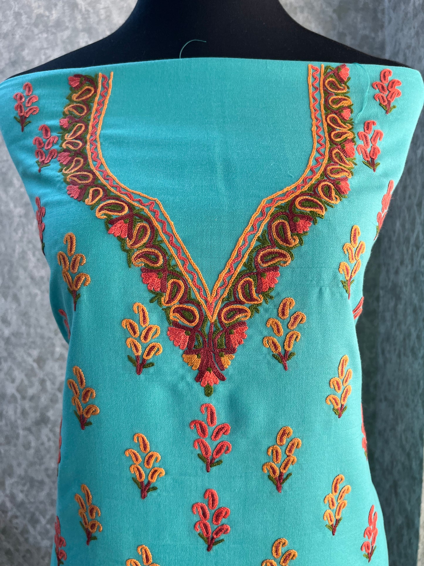 Cotton Pastel Green Two Piece Set (Hand Embroidered)