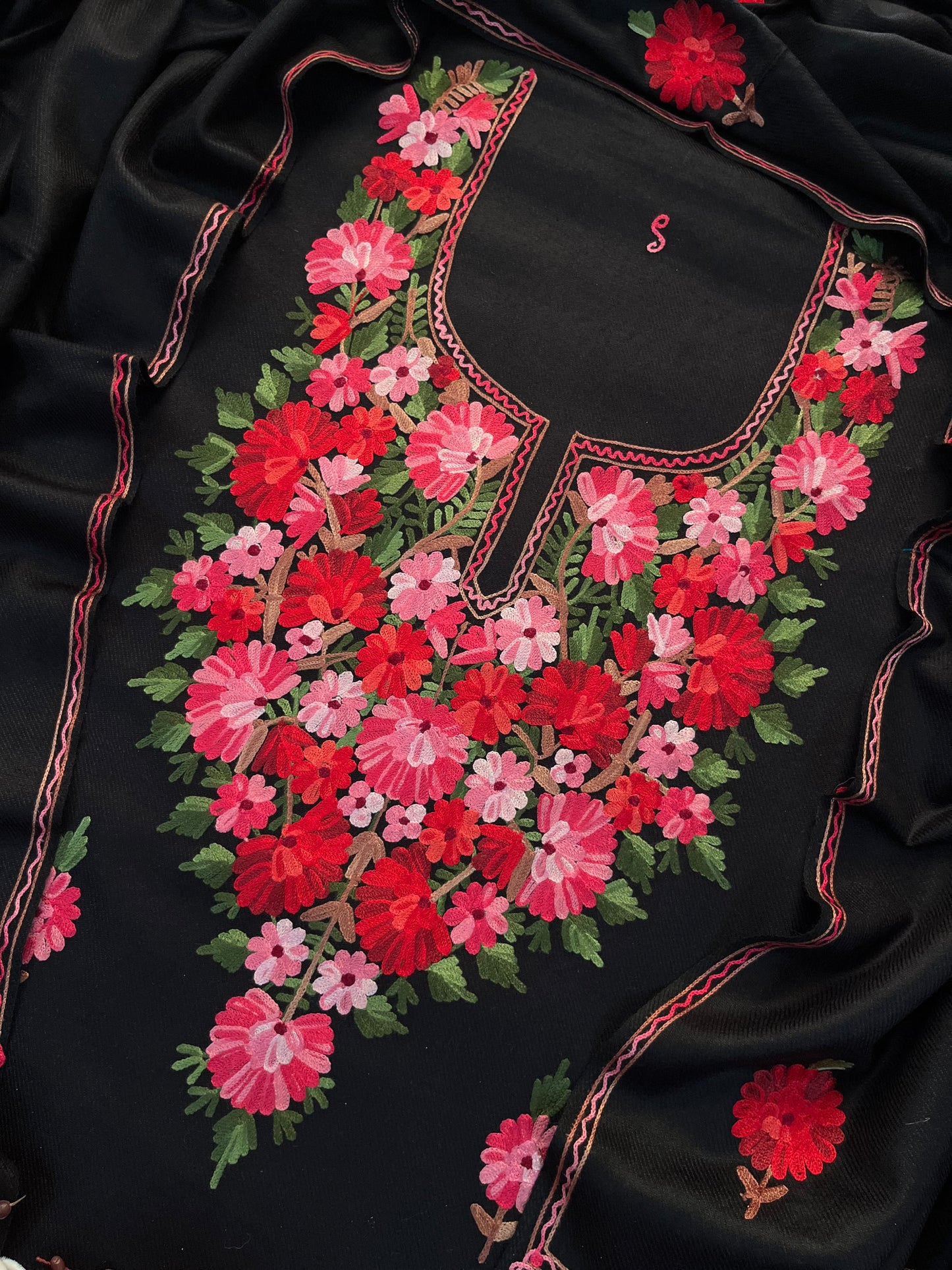 Black Woollen Aari Embroidered 3pc suit