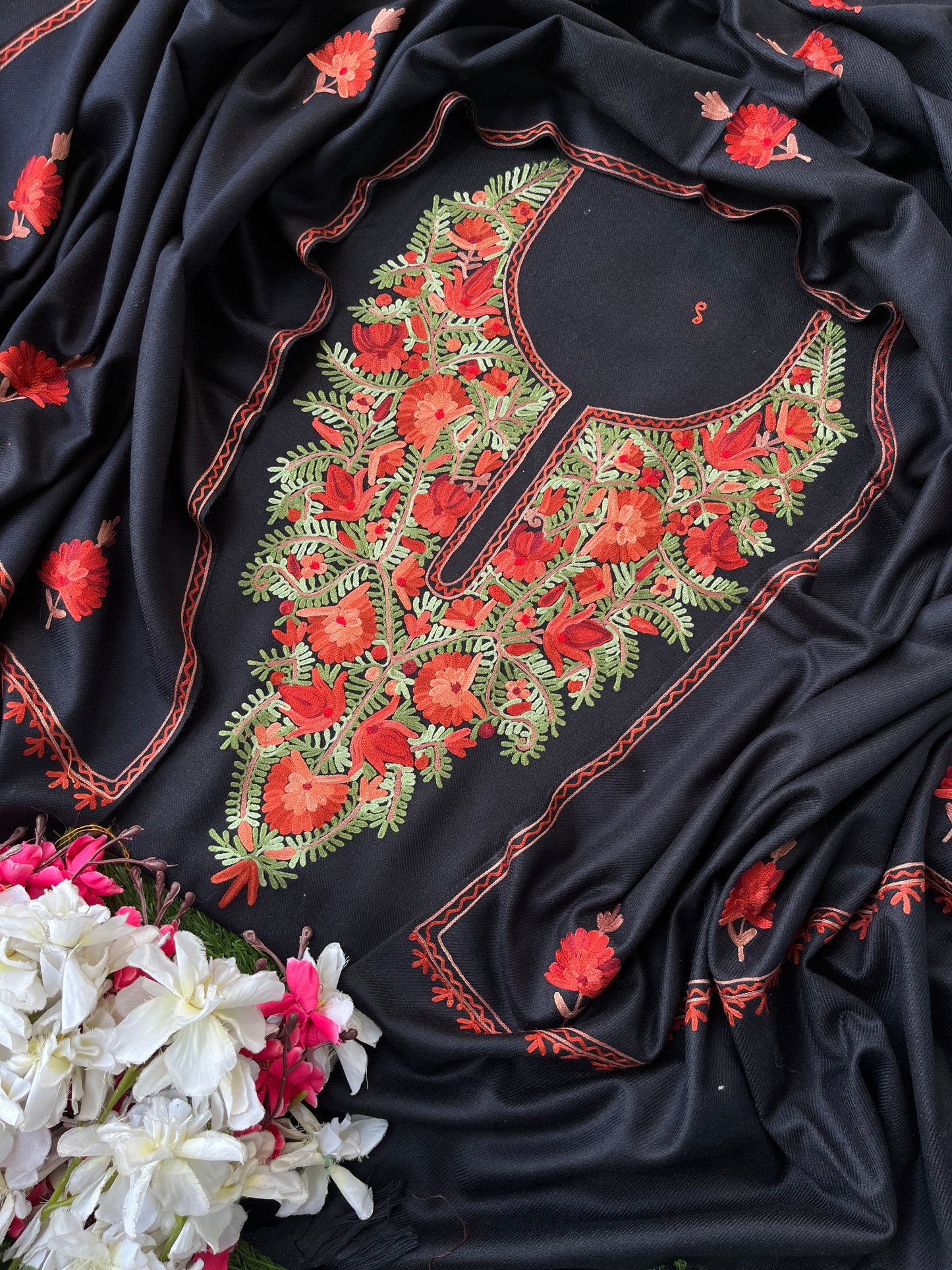 Black Woollen Aari Embroidered 3pc suit