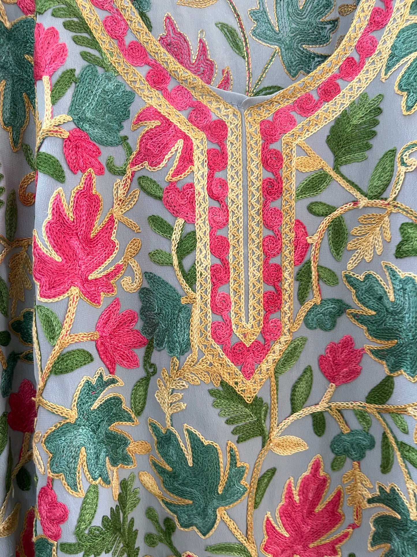 Green Georgette Jaal Work (Front & Back) Aari Embroidered Stitched Kurta