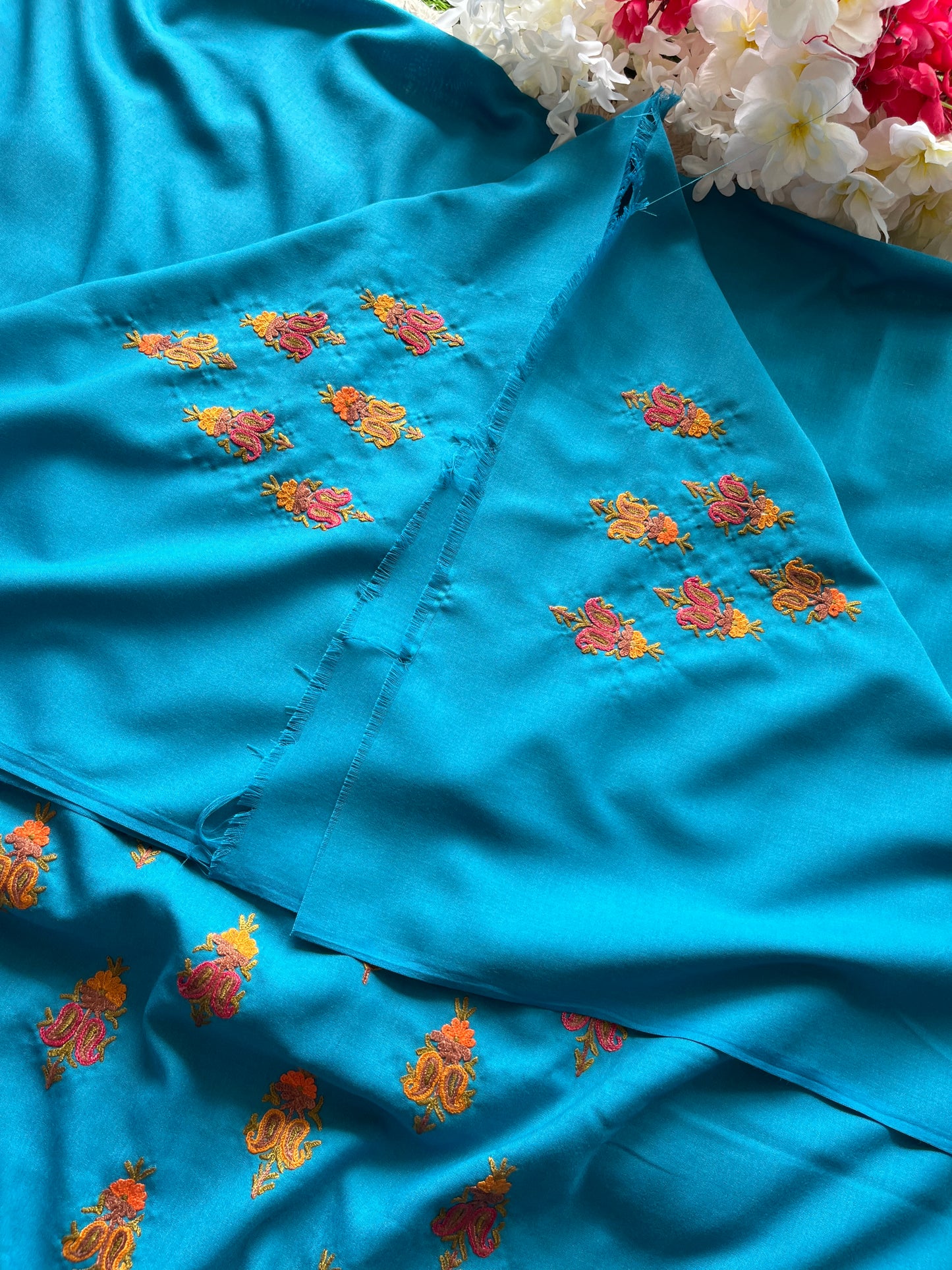 Cotton Blue Two Piece Set (Hand Embroidered)