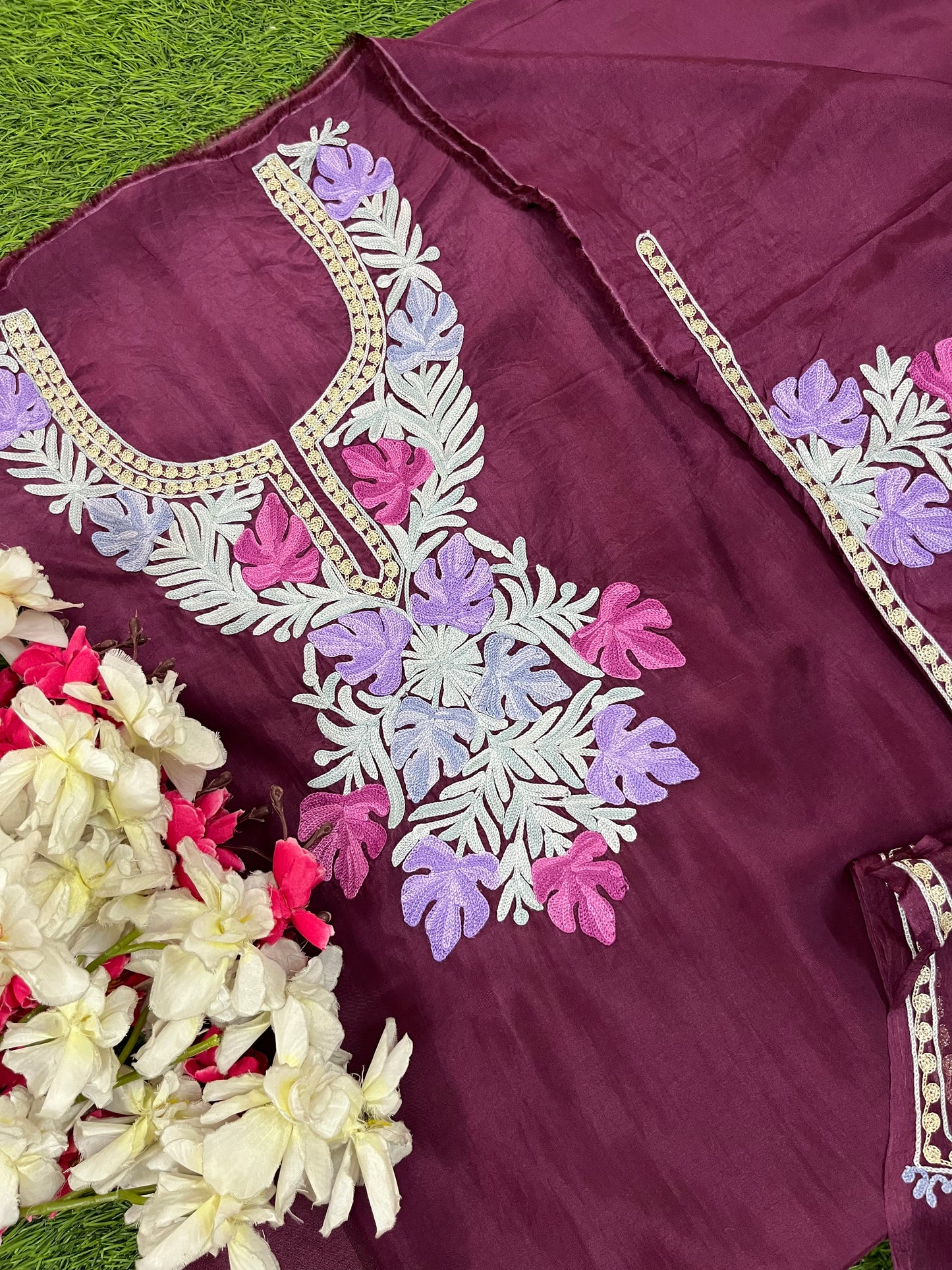 Dark Onion Opada Silk Kashmiri Suits