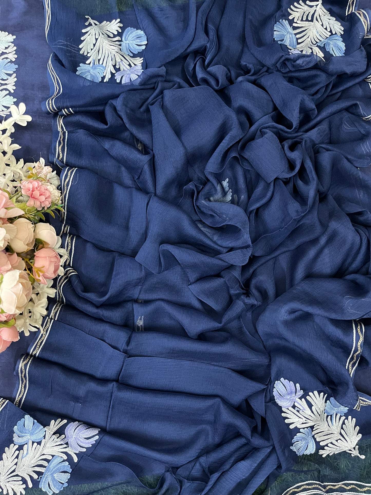 Royal Blue Opada Silk Kashmiri Suit