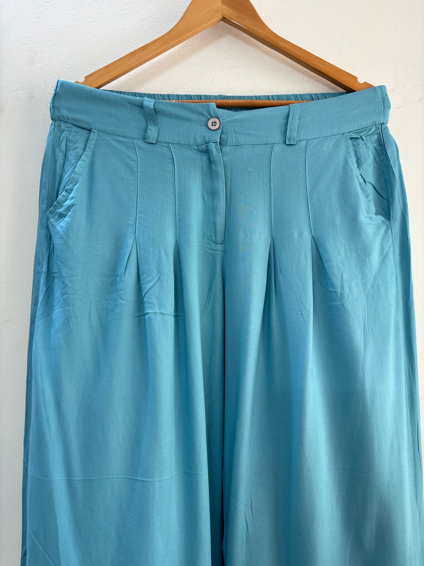 Women Blue Ankle Length Aari Embroidered Palazzos ‘S’