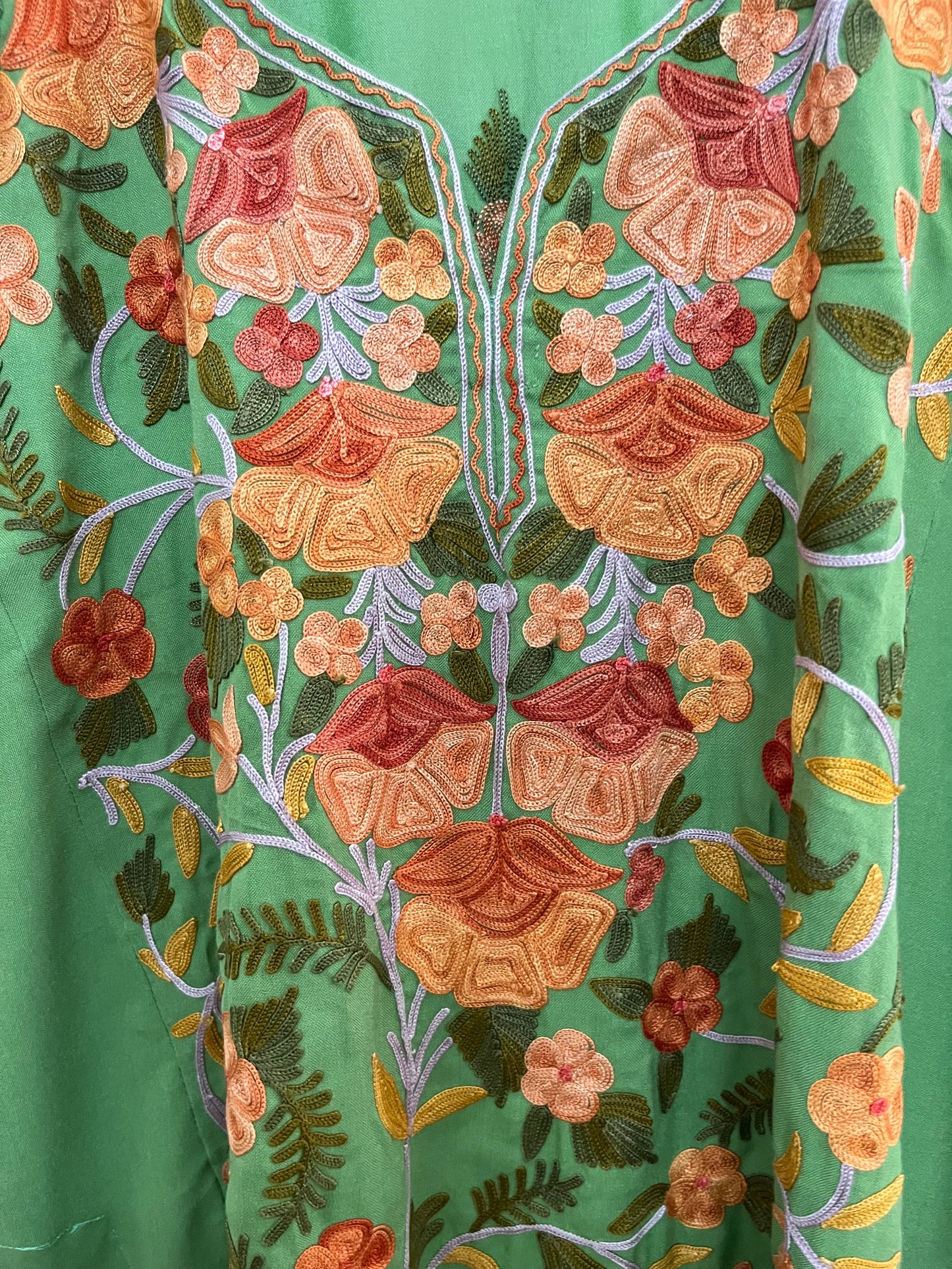 Green Yellow Cotton Front Jaal Pheran Set Size (44)