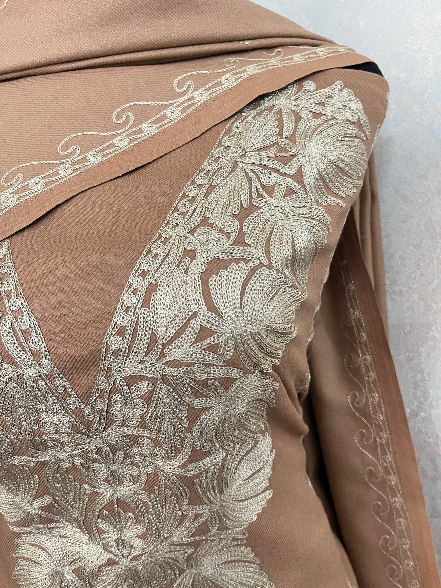 Beige Tilla Embroidered 3pc Suit Stole