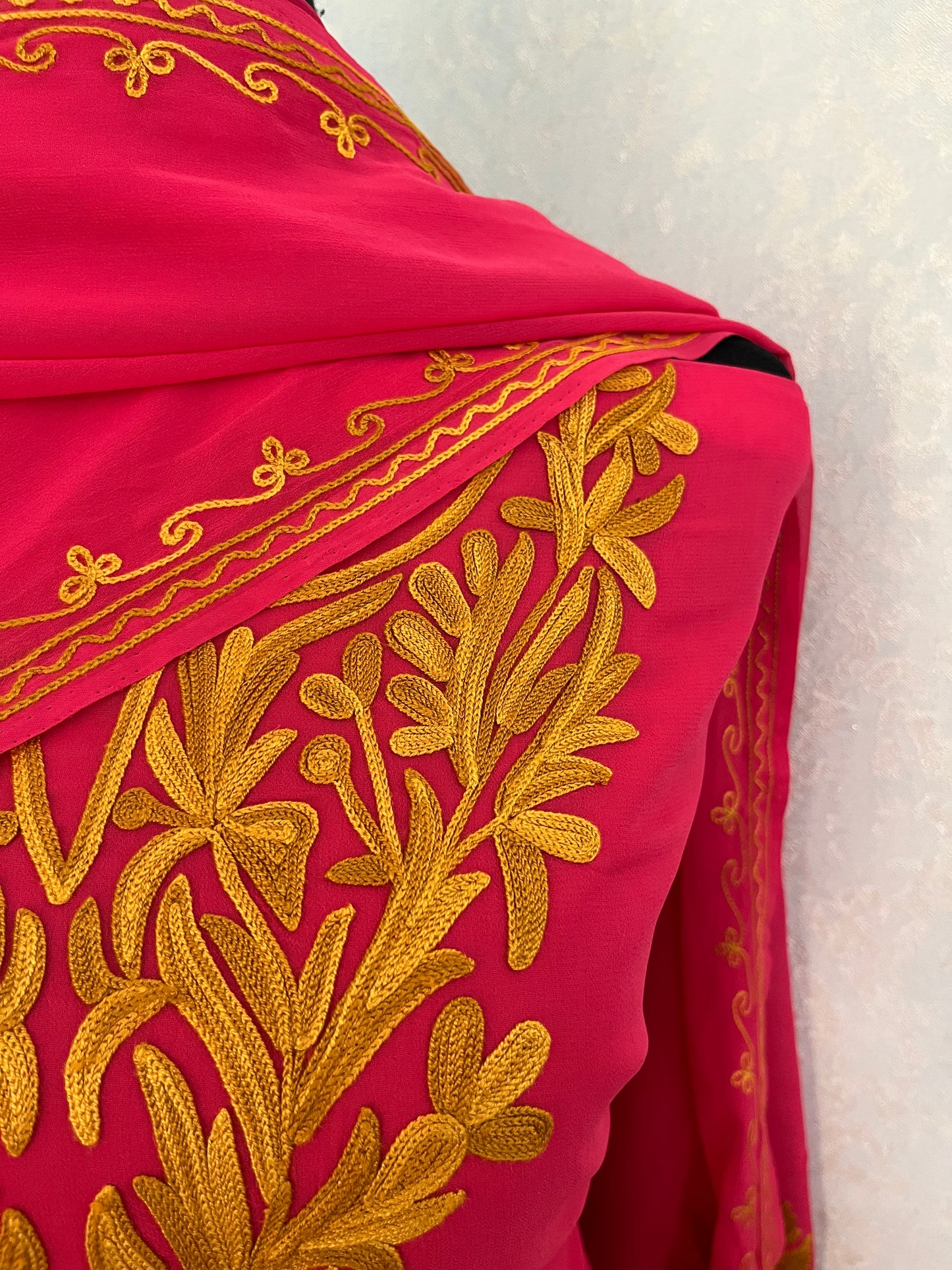 Georgette Pink 3 Pc Aari Embroidered Suit Set