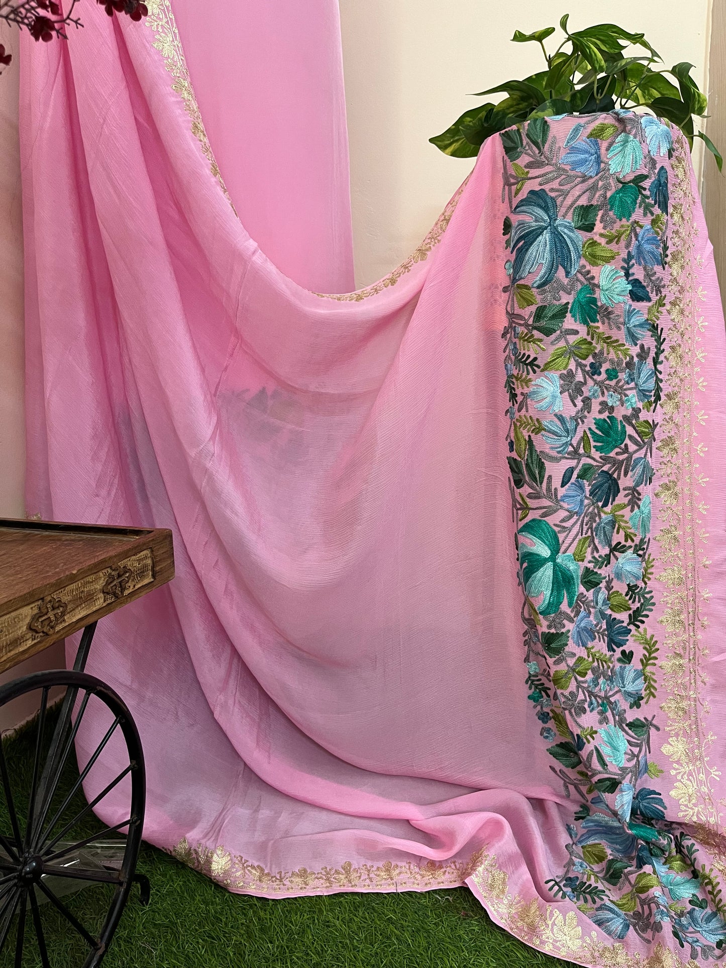 ‘Kalaa’ Soft Pink Crape Kashmiri Suit