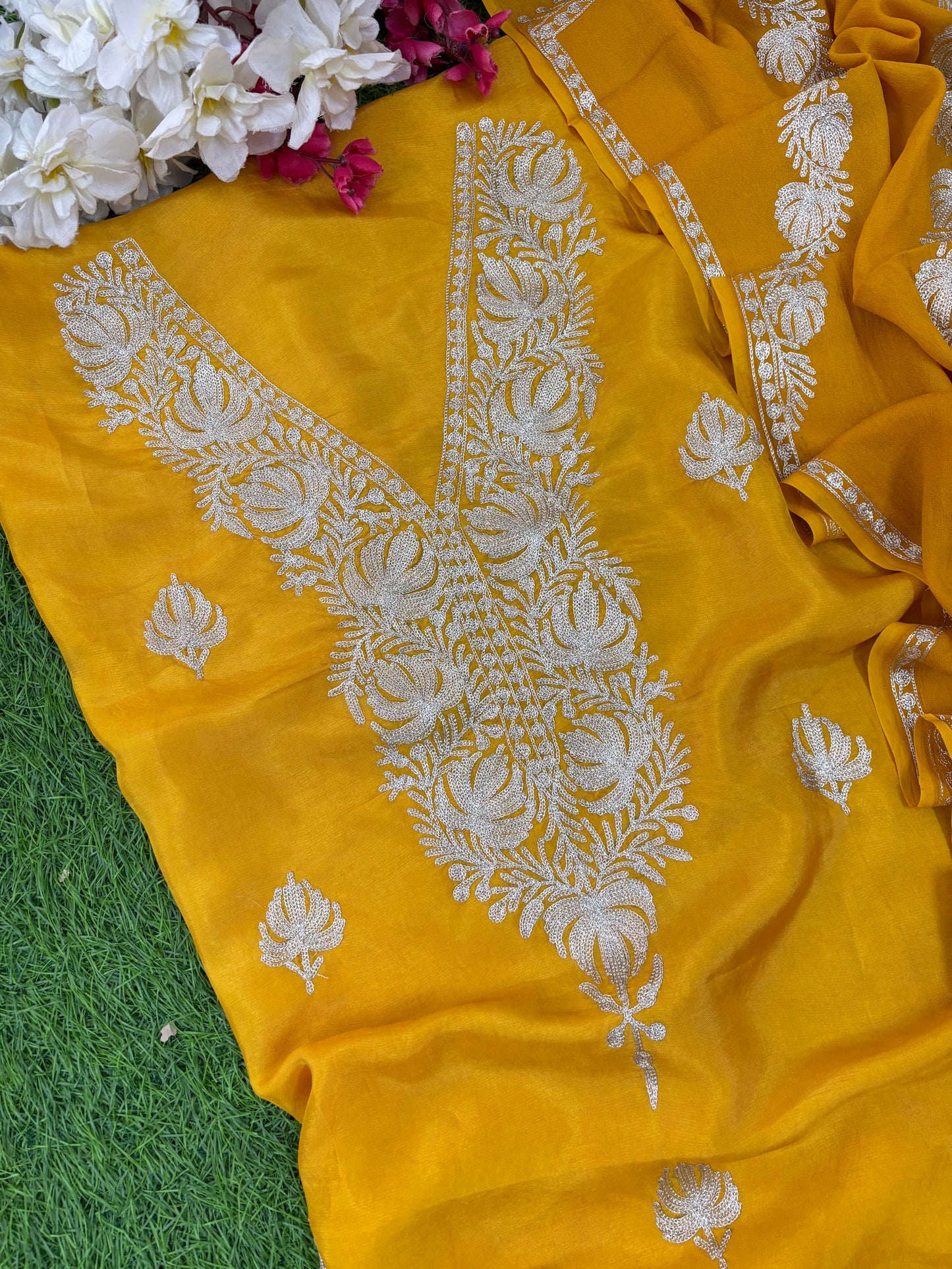 Sanam Silk Kashmiri Suit with Potli