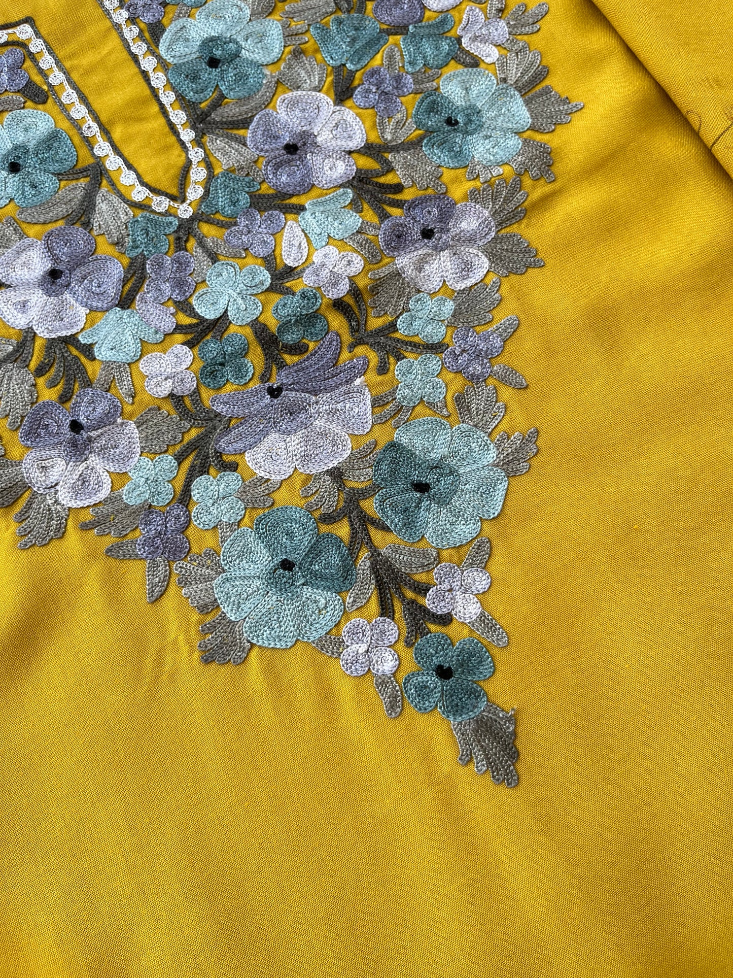 Yellow Cotton Cord Set (Aari Embroidered)