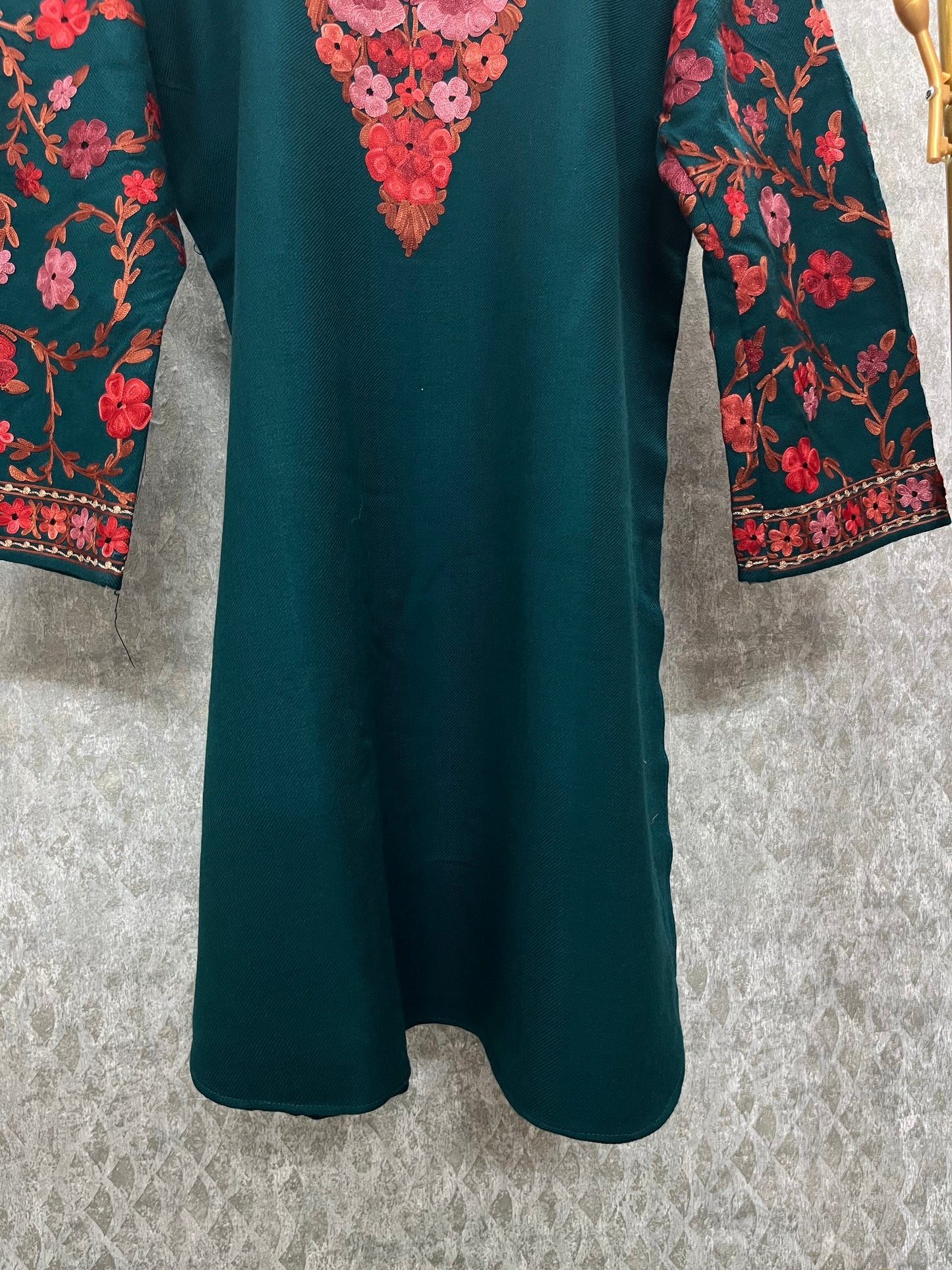 Teal Green Woollen Kashmiri Co-Ord Set ( Size 40 )