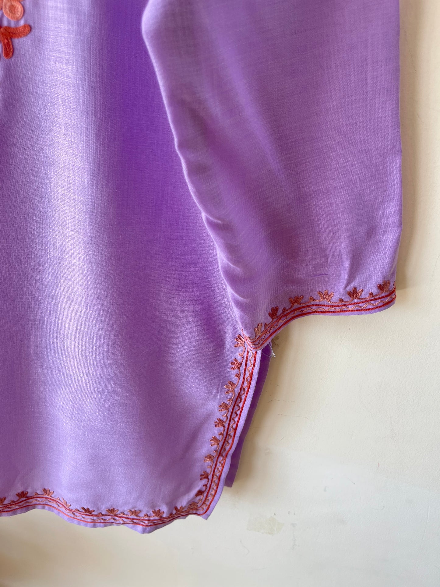 Lavender Cotton Aari Work Kurti