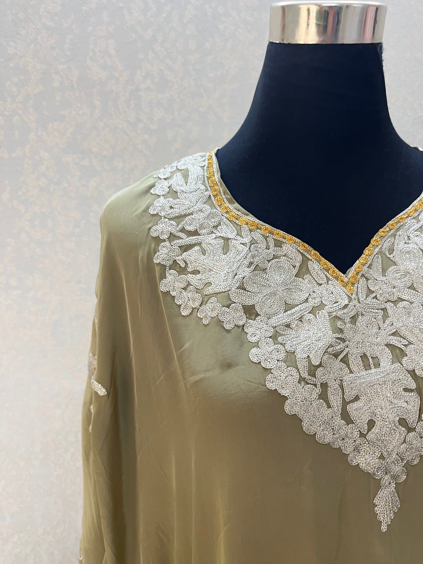 Crape Kashmiri Kaftan Set