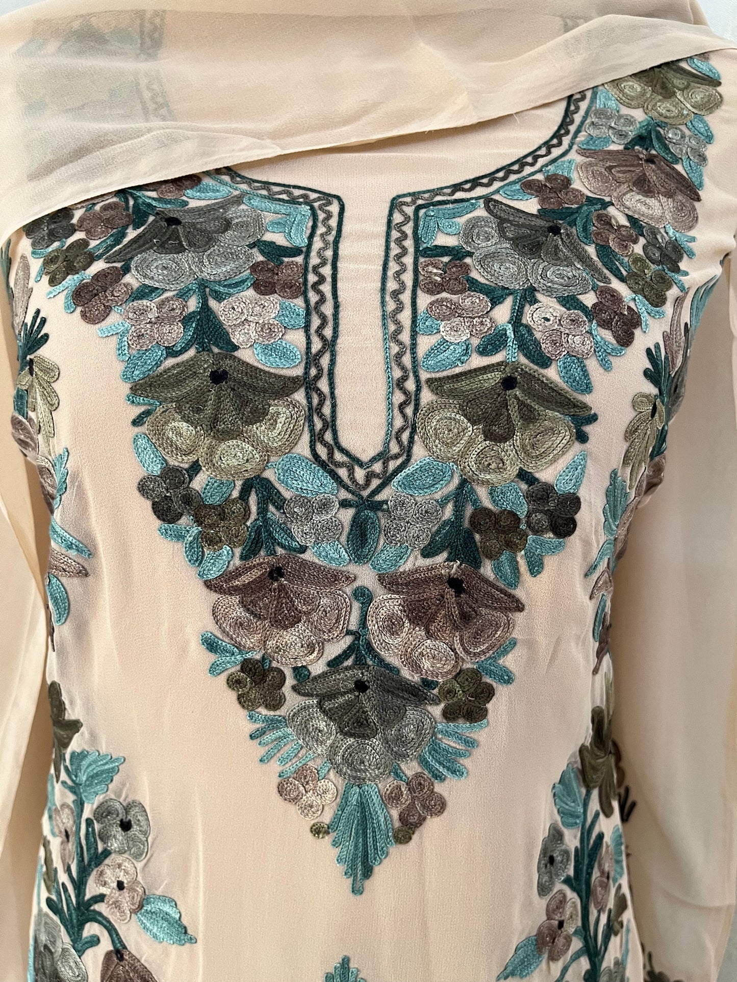 Mouse Georgette 3 Pc Kashmiri Suit