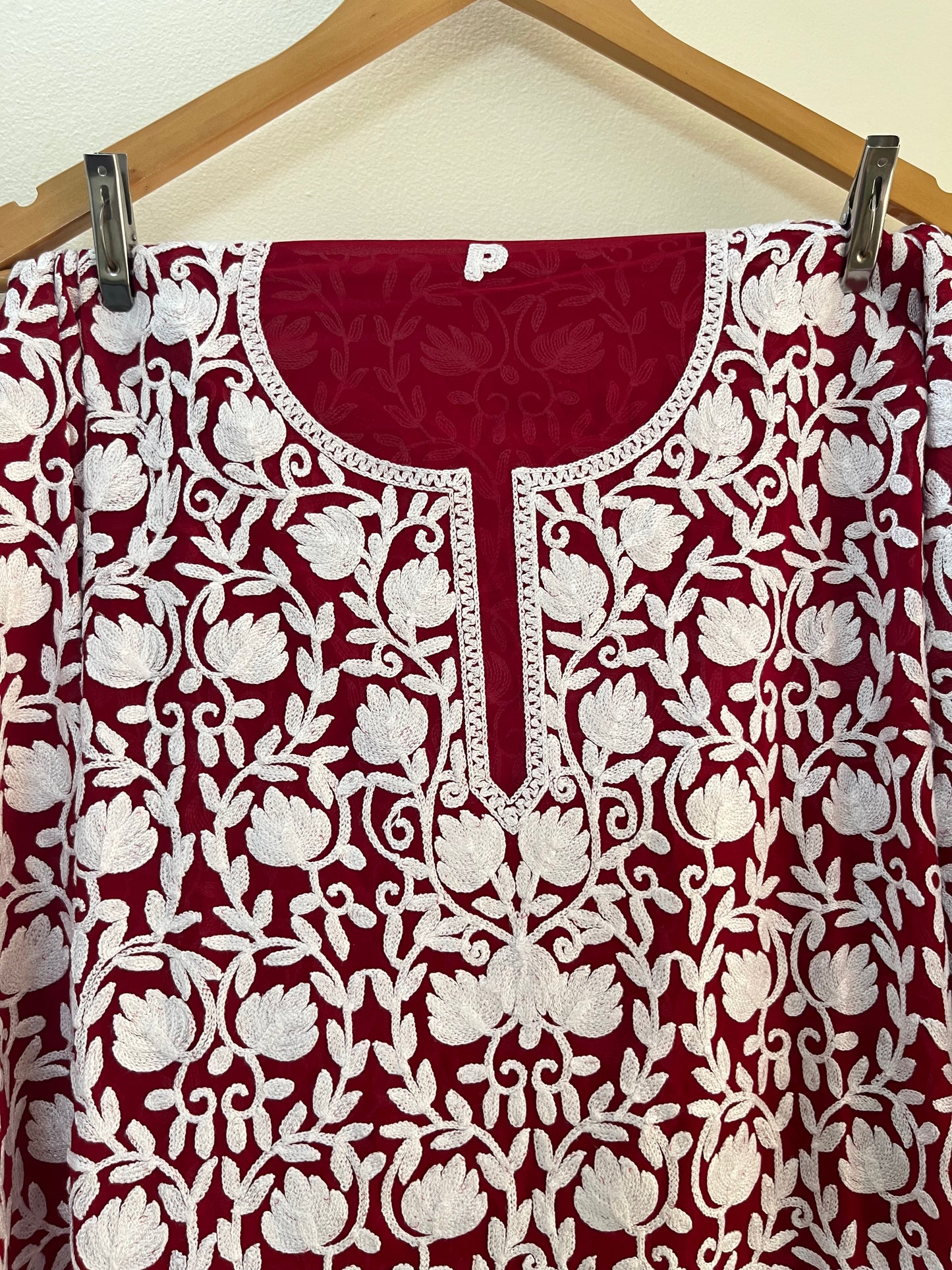 Georgette Front Back Jaal Kashmiri  Semi Stitched Kurta