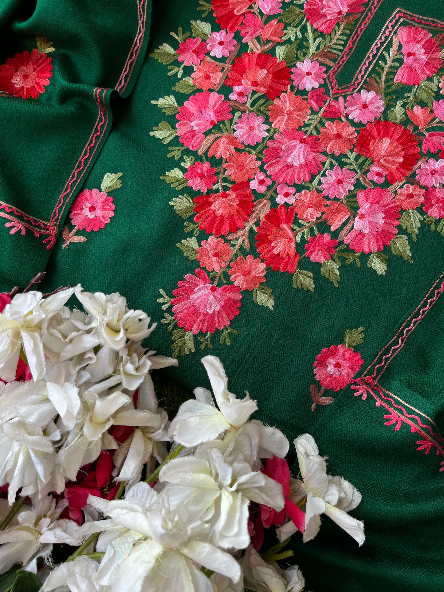 Green Woollen Aari Embroidered 3pc suit