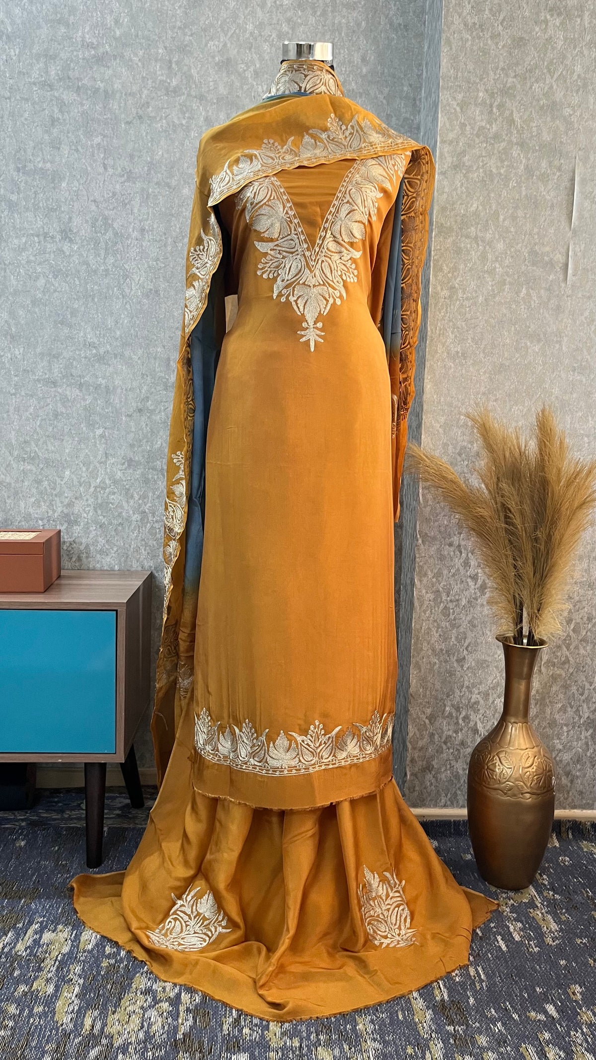 Mustard Sanam Silk Kashmiri Suit
