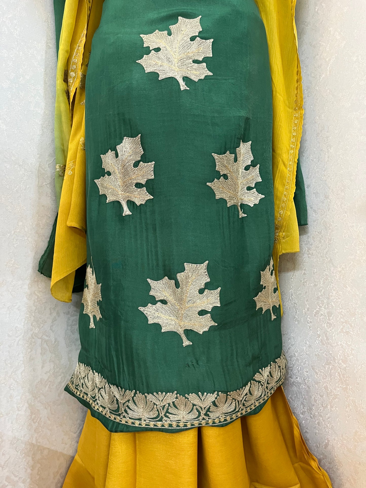 Pastel Green Sanam Silk Kashmiri Suit