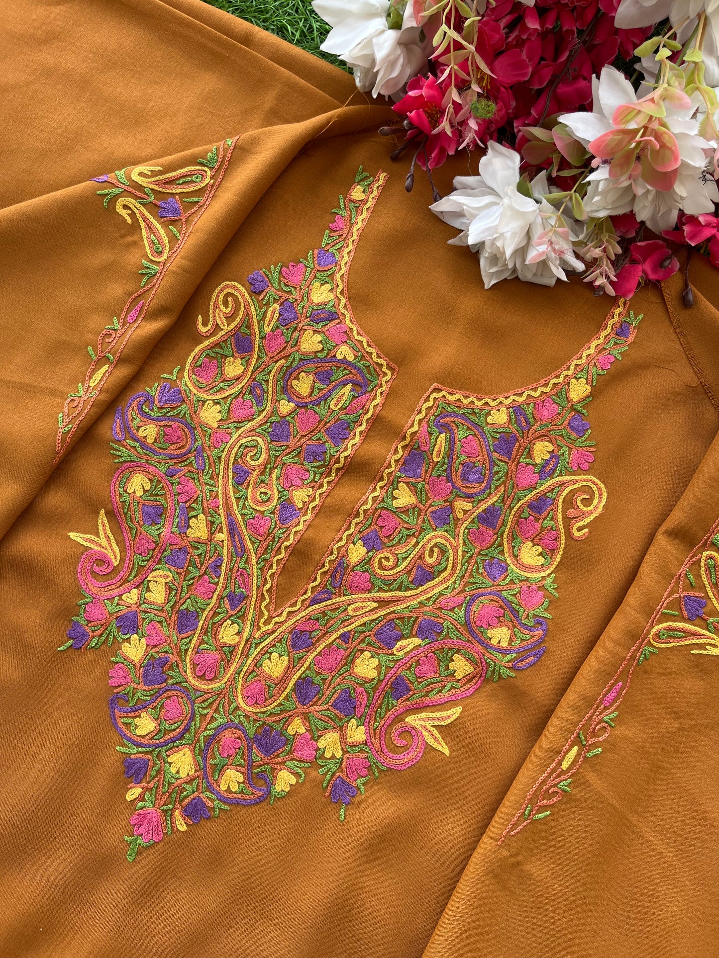 Mustard Cotton Cord Set (Hand Embroidered)