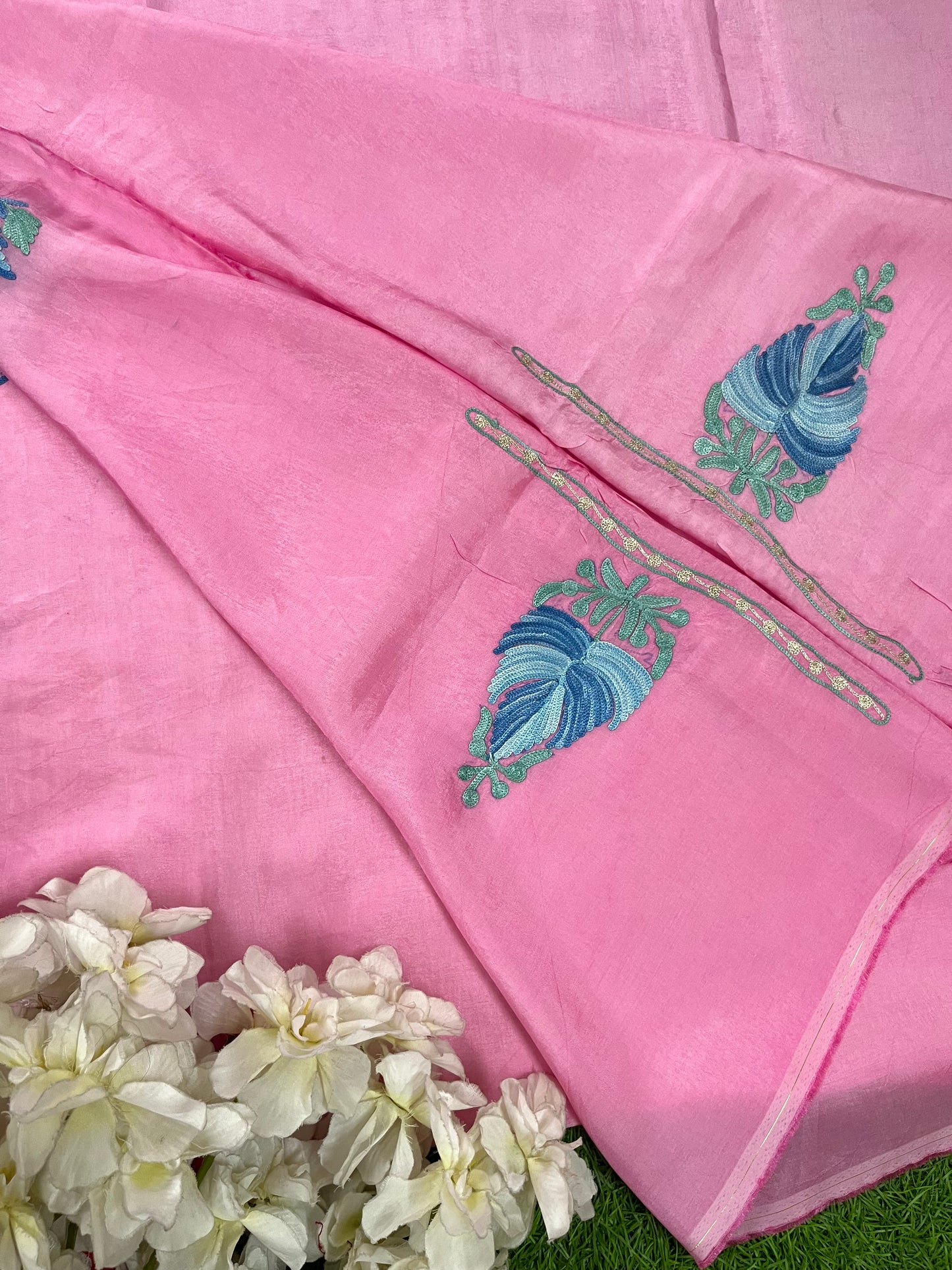 Soft Pink Opada Silk Kashmiri Suit