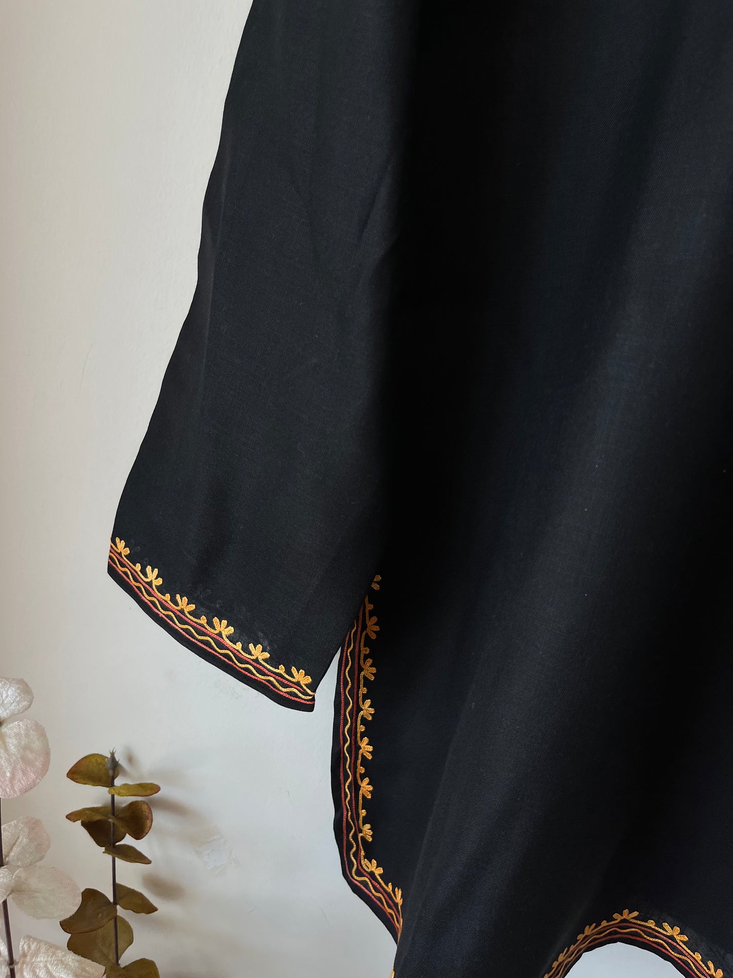 Black Cotton Aari Work Kurta