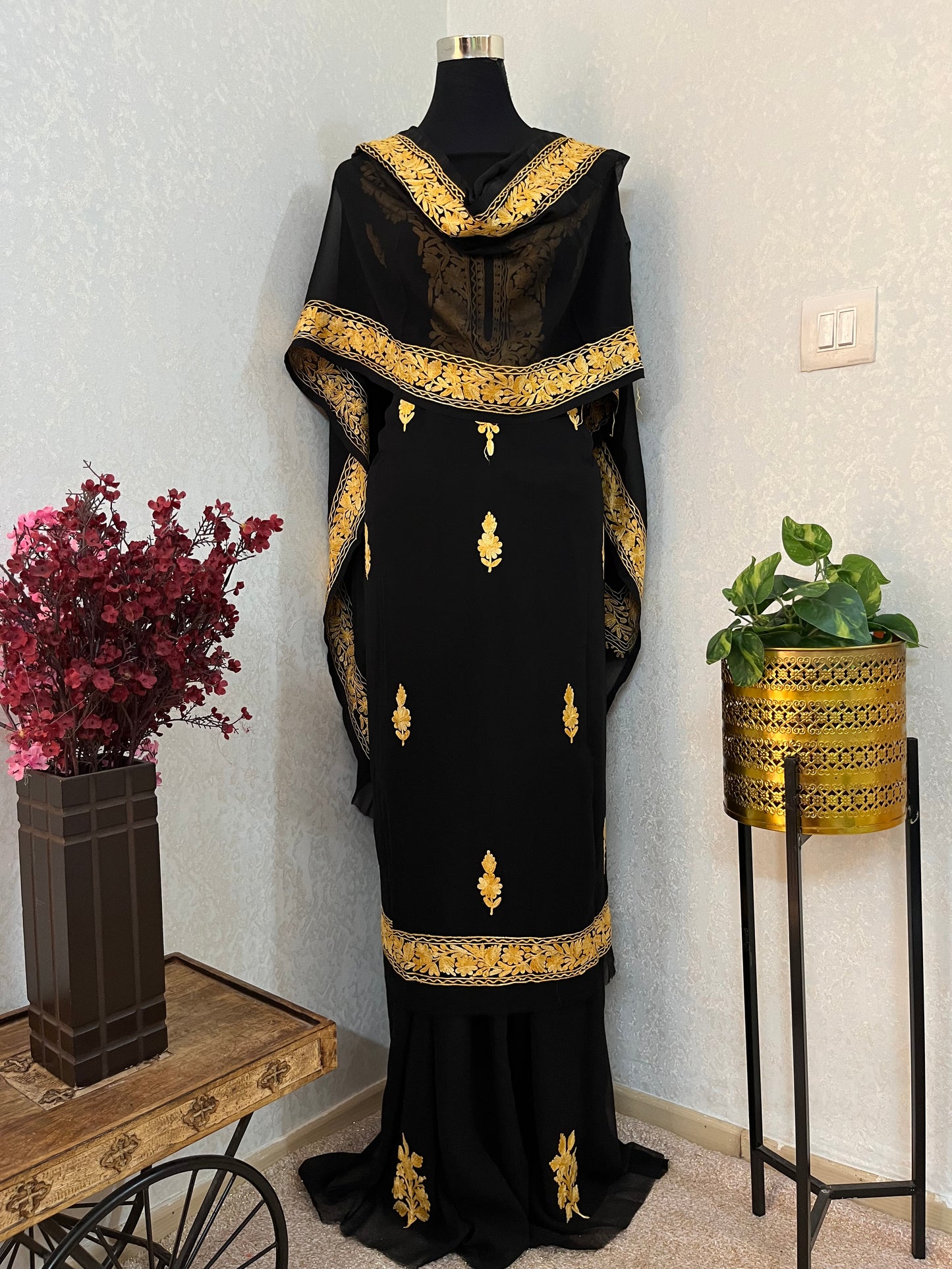 Georgette Black 3 Pc Aari Embroidered Suit Set