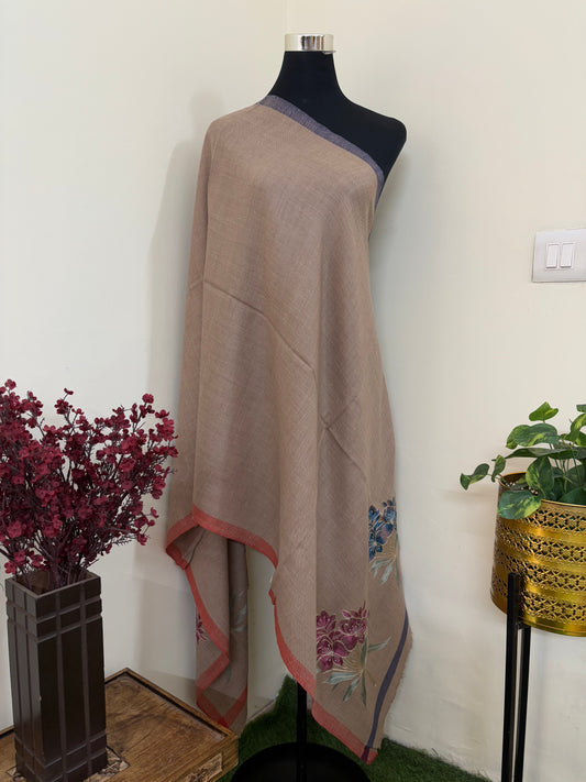 Beige Bird Palla Kashmiri Stole