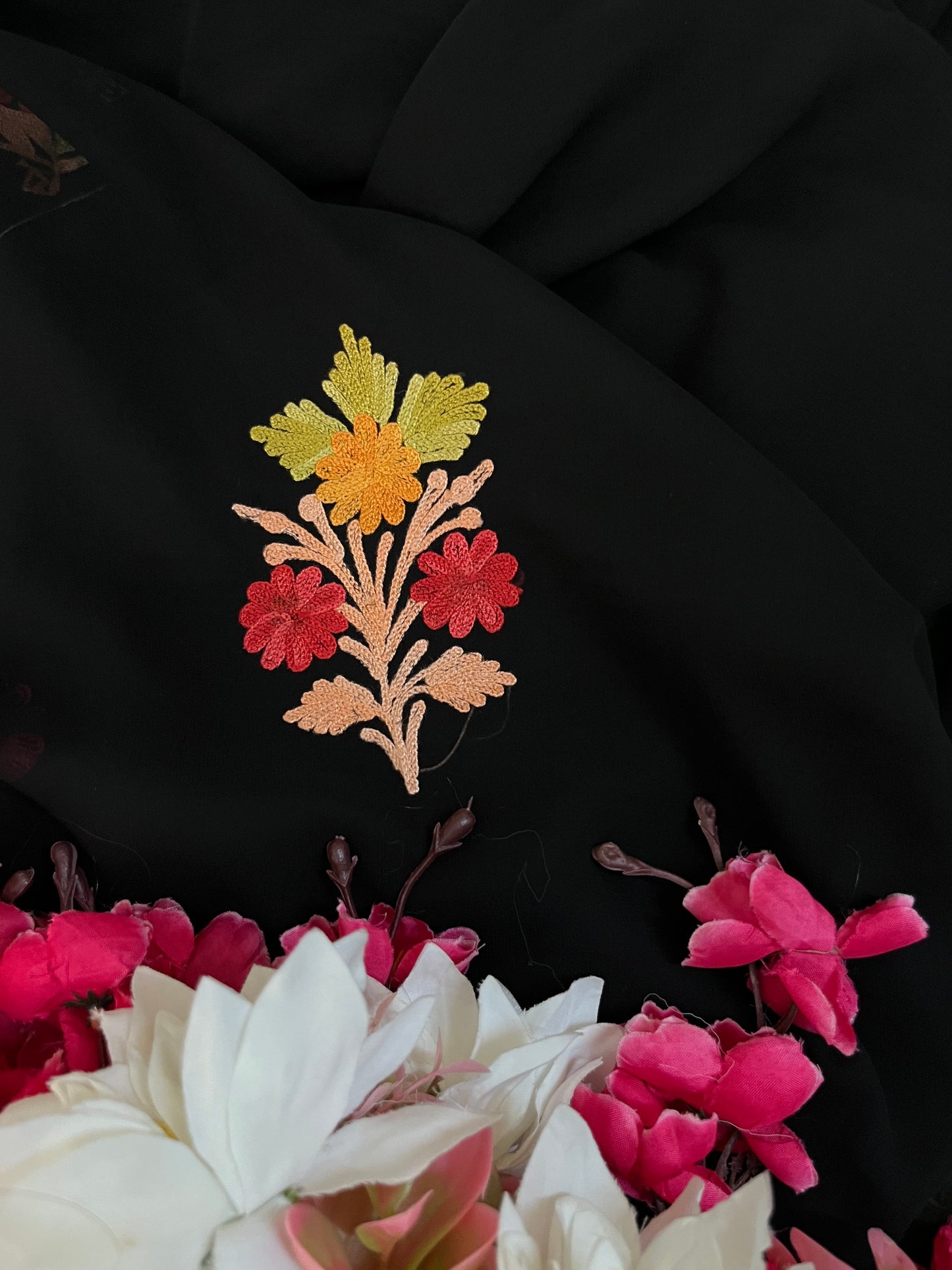 Black Georgette 3 Pc Aari Embroidered Suit Set