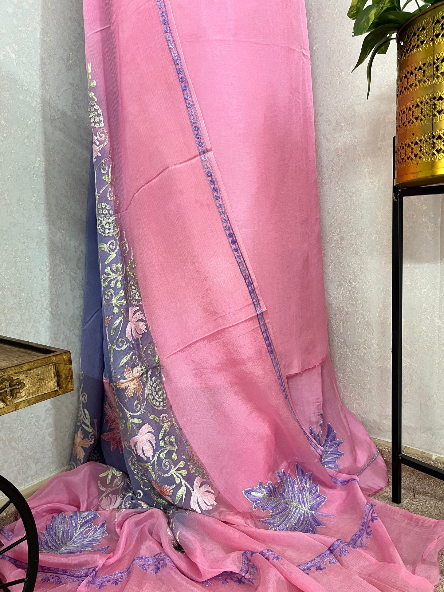 Pink Opada Silk Kashmiri Suits