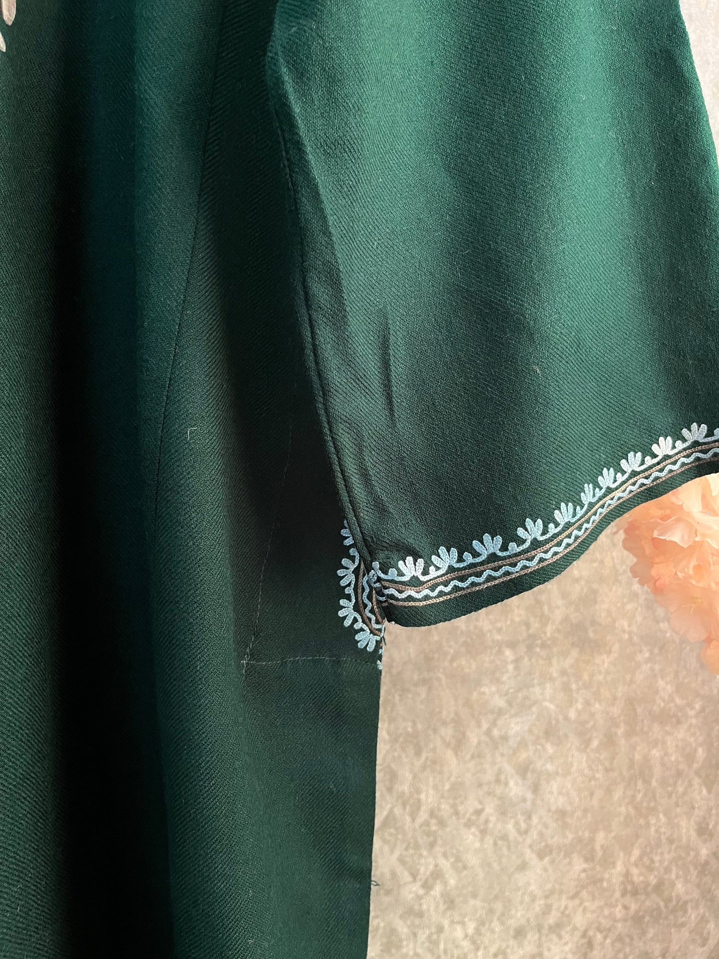 Green Aari Embroidered Wool Pheran