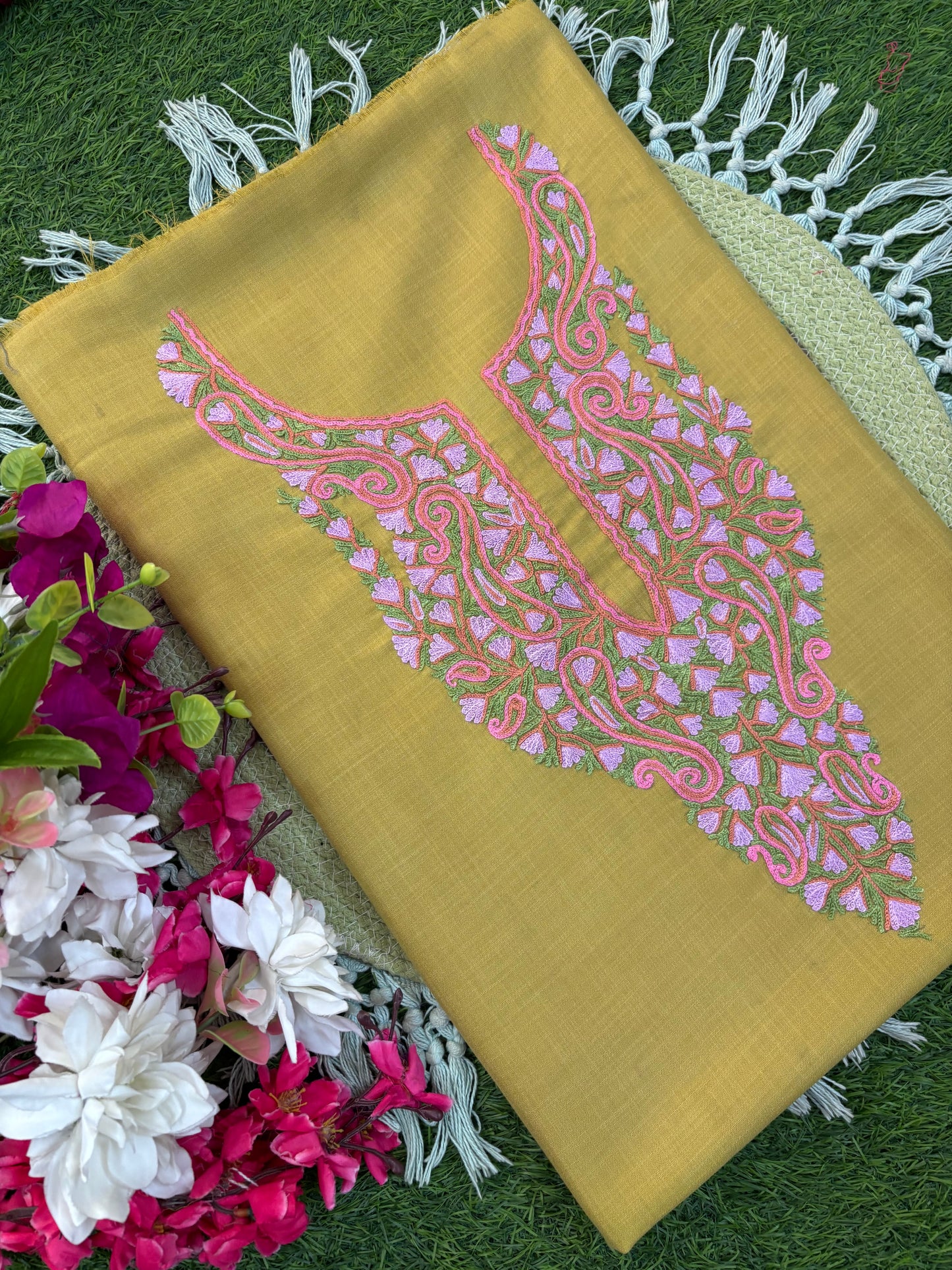 Heena Green Cotton Two Piece Suit (Hand Embroidered)