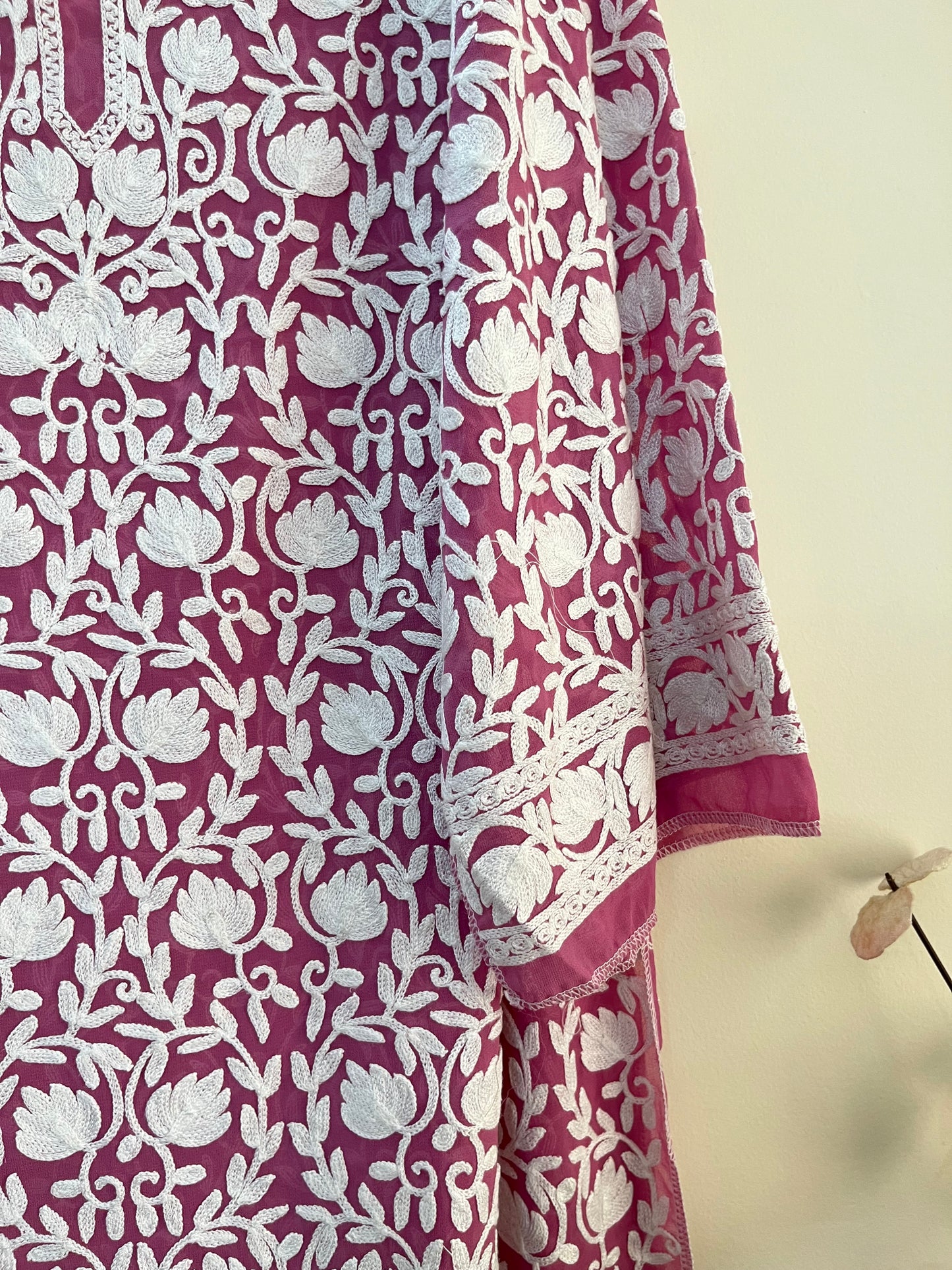Georgette Front Back Jaal Kashmiri  Semi Stitched Kurta
