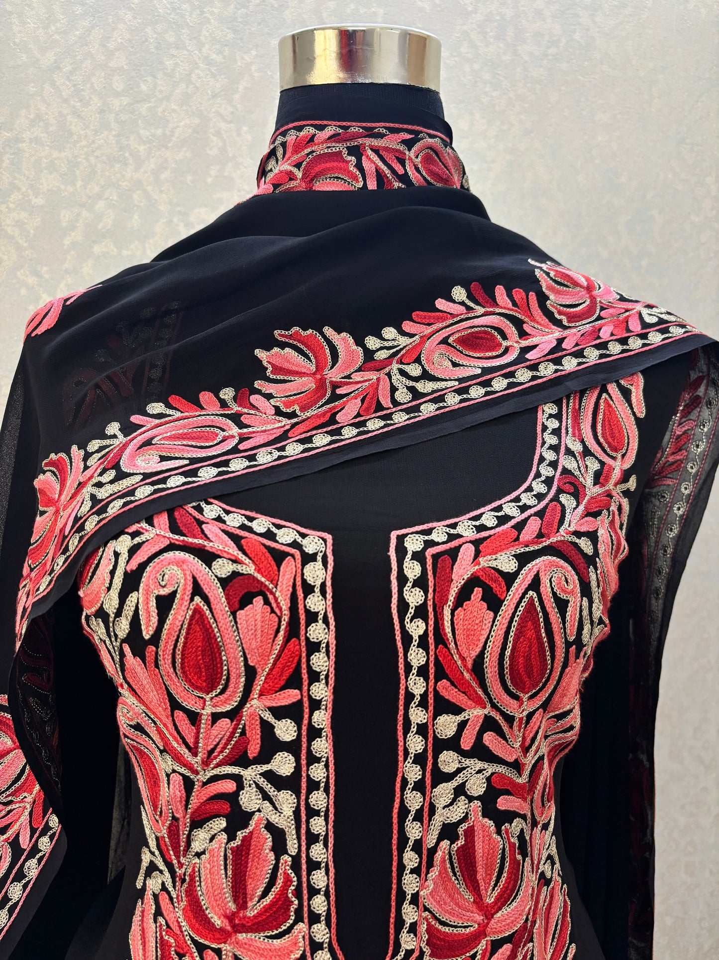 Black Pure Georgette Kashmiri Suit