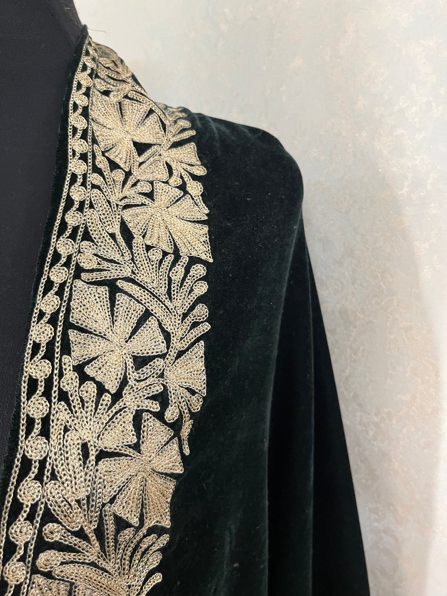 Bottle Green Tilla Embroidered Velvet Cape