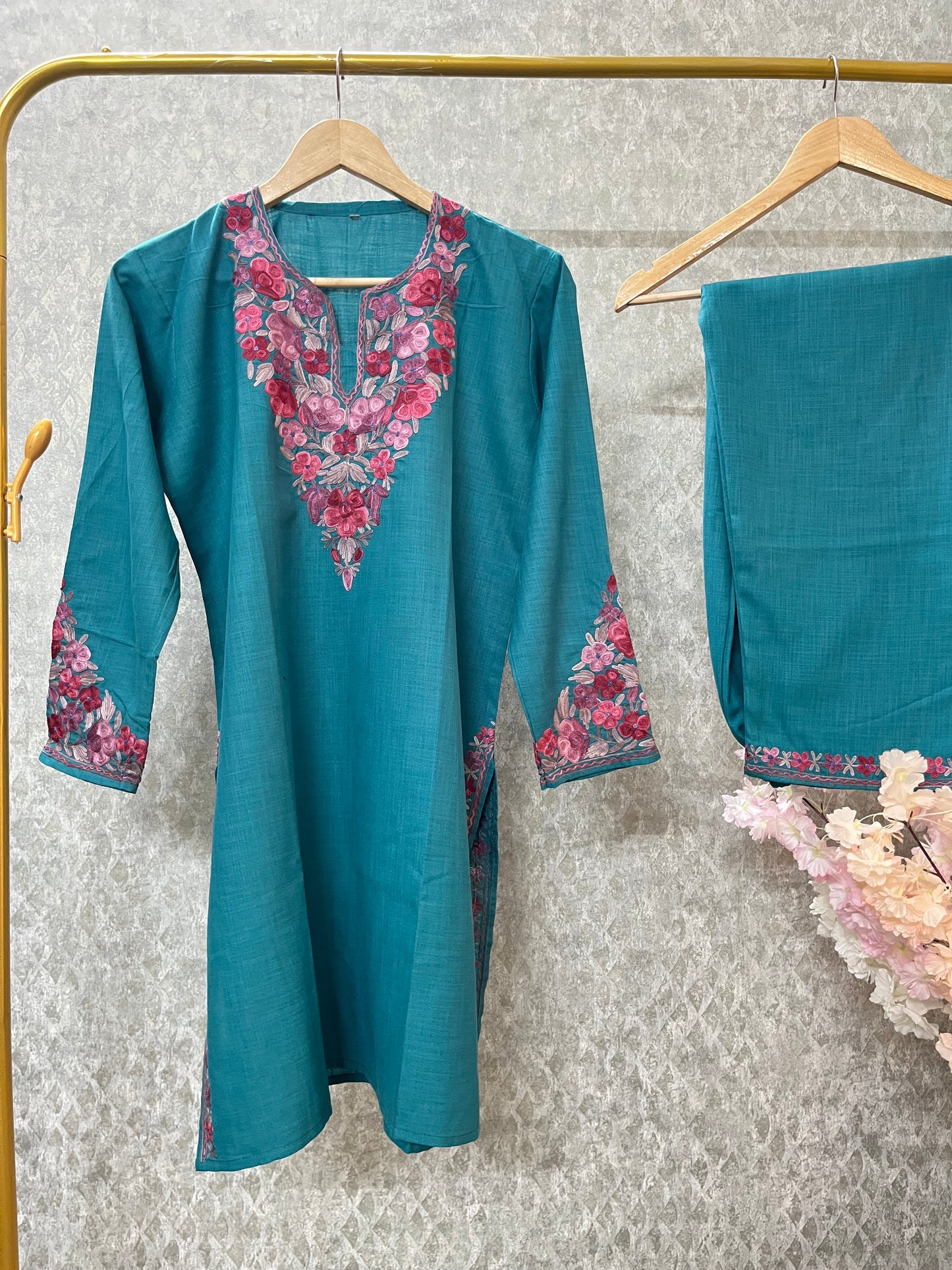 Blue Cotton Stitched Co-ord Set (40)
