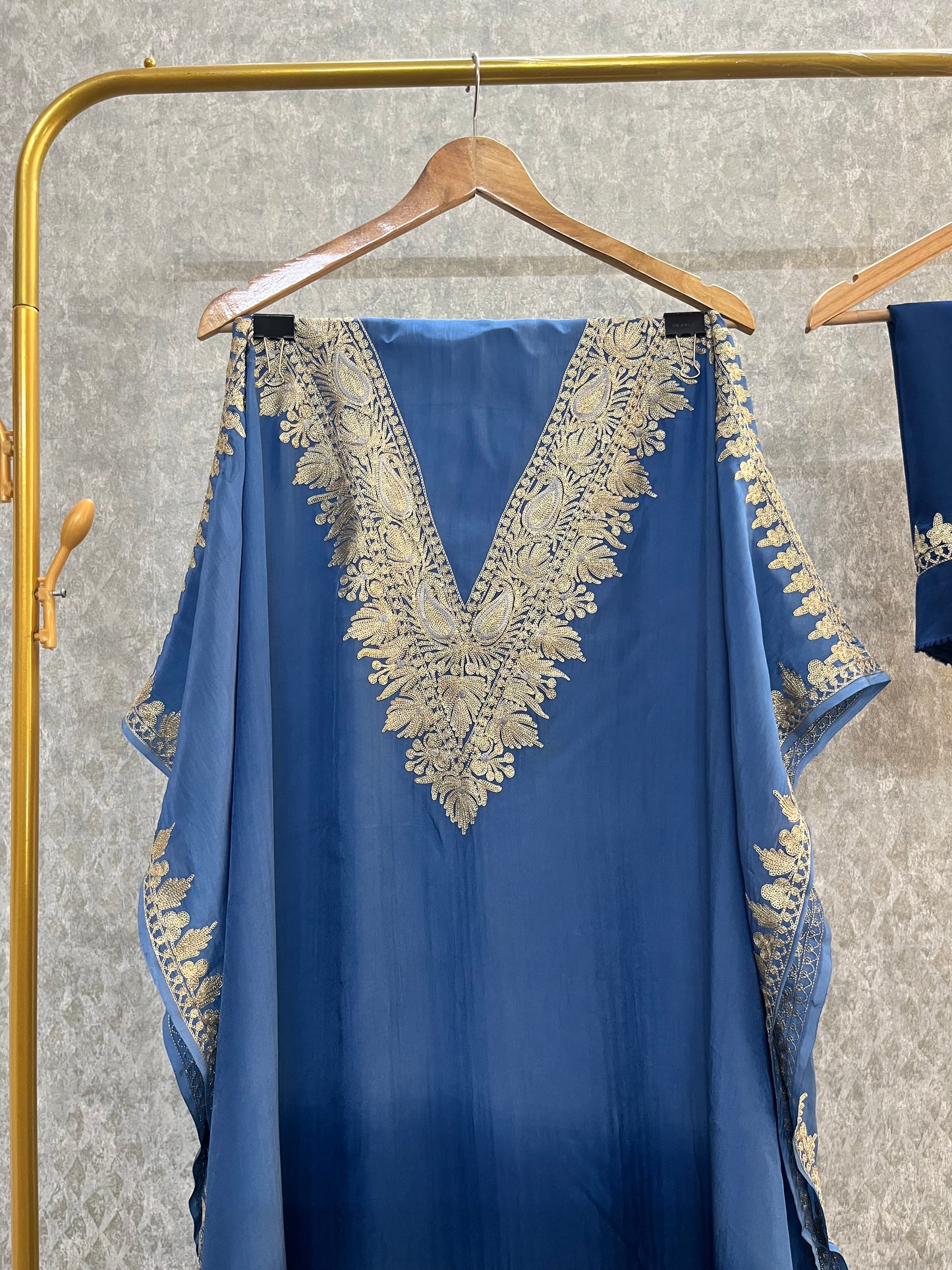Crape Kashmiri Unstitched Kaftan Set