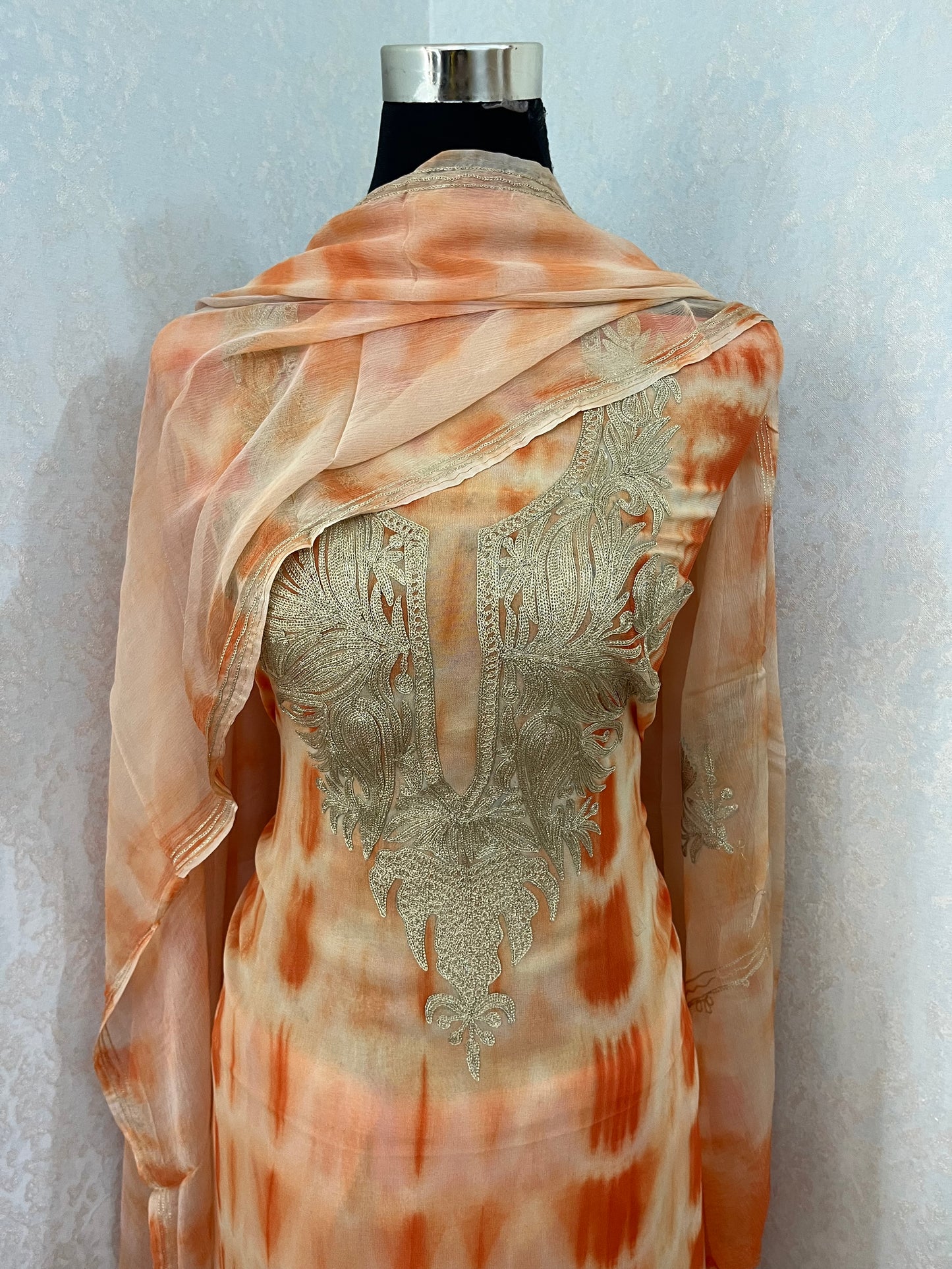 Pure Georgette Ty Dy Kashmiri Suit (length- 40 inch)