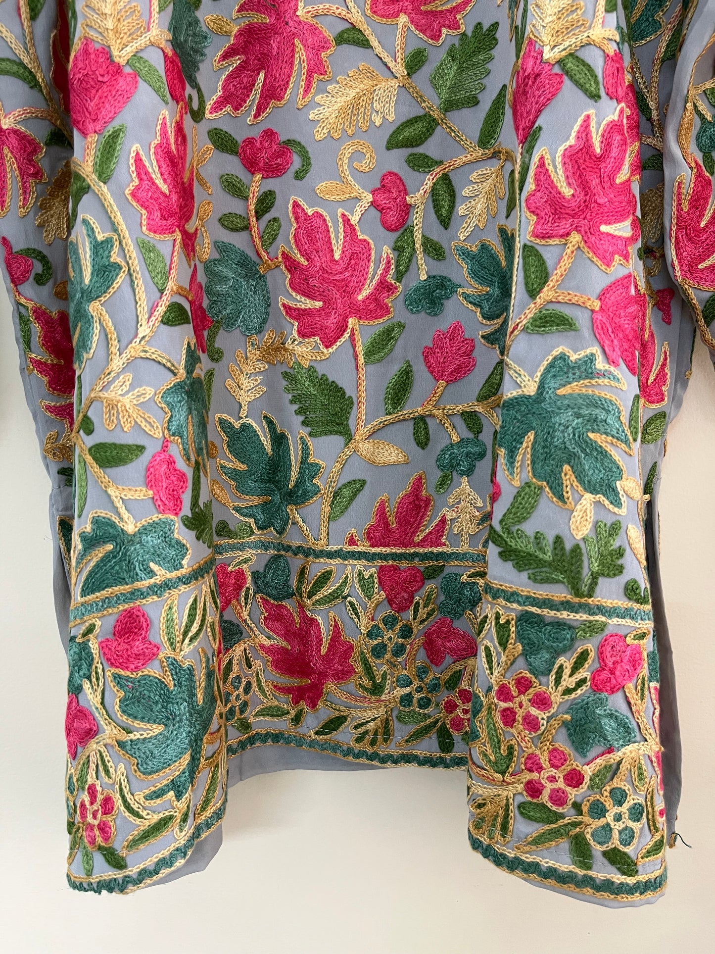 Green Georgette Jaal Work (Front & Back) Aari Embroidered Stitched Kurta