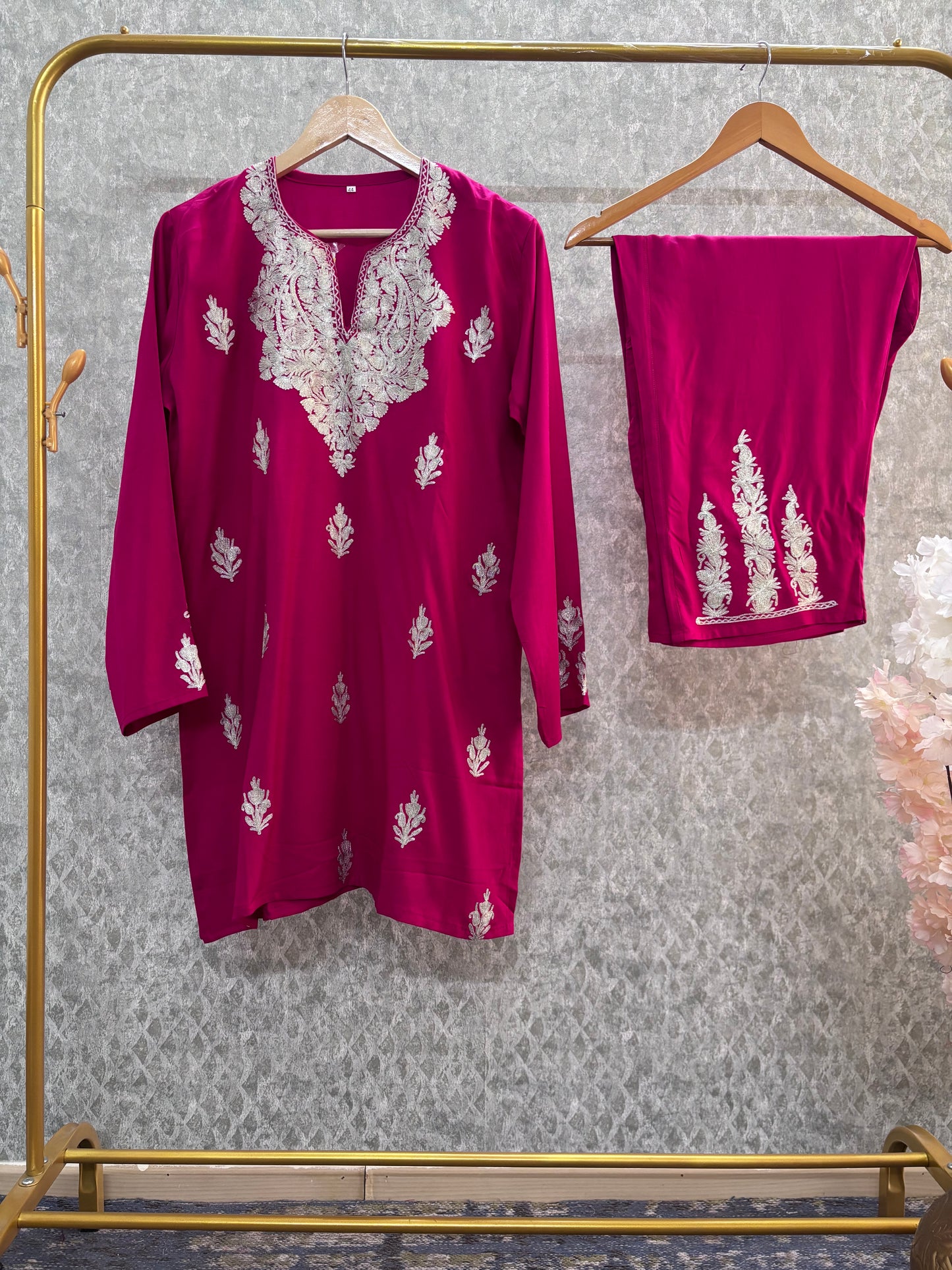 Hot pink Cotton Cord Set (42)