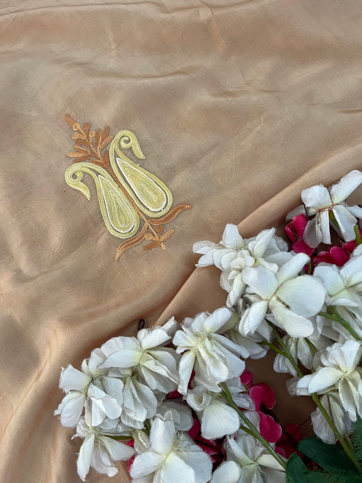 Beige Opada Silk Kashmiri Suit