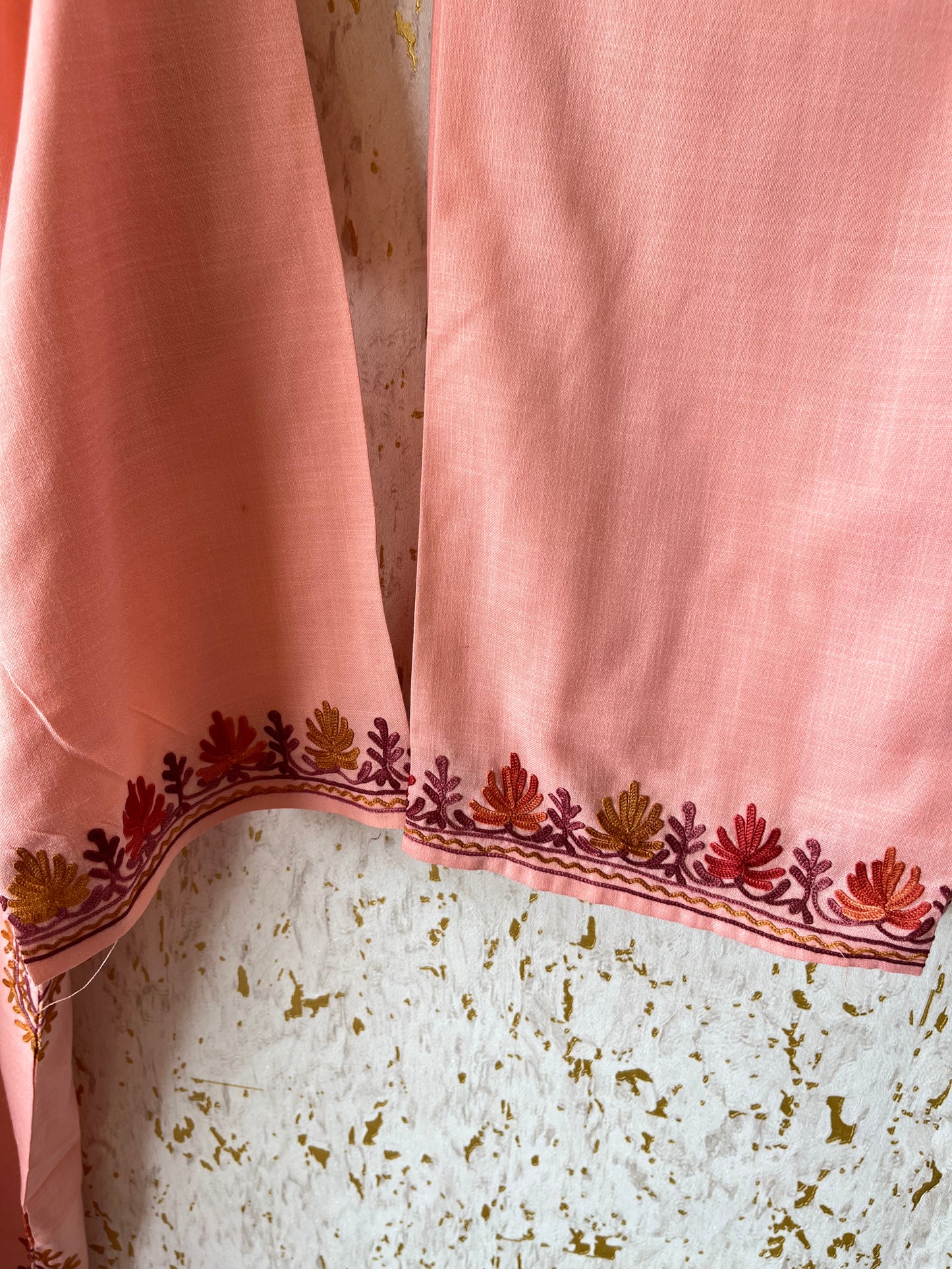 Peach Color Cotton Pheran Set (Free Size)