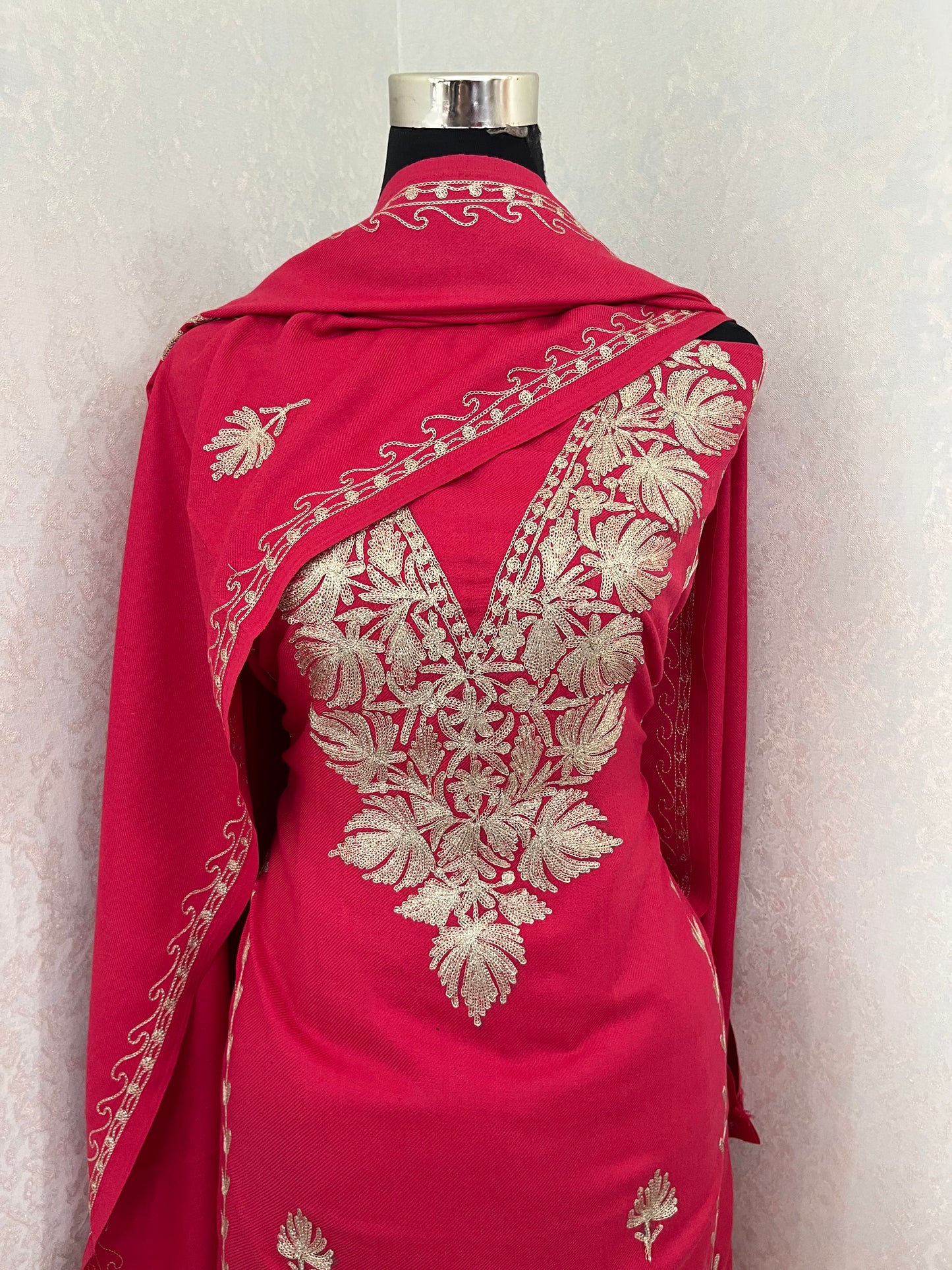 Carrot Pink Tilla Embroidered 3pc Suit Stole