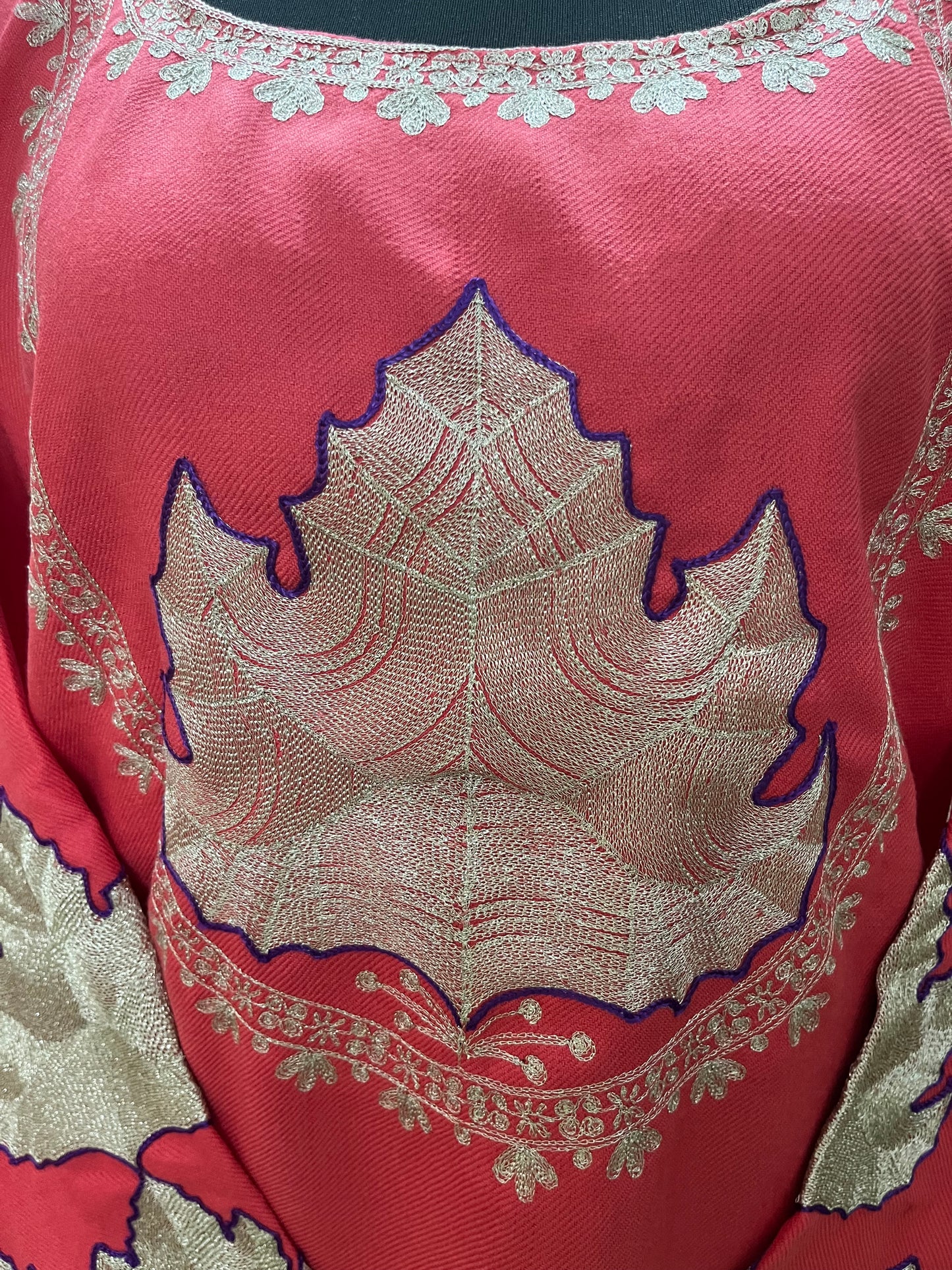 Carrot Pink Woollen Kashmiri Co-Ord Set ( Size 44)