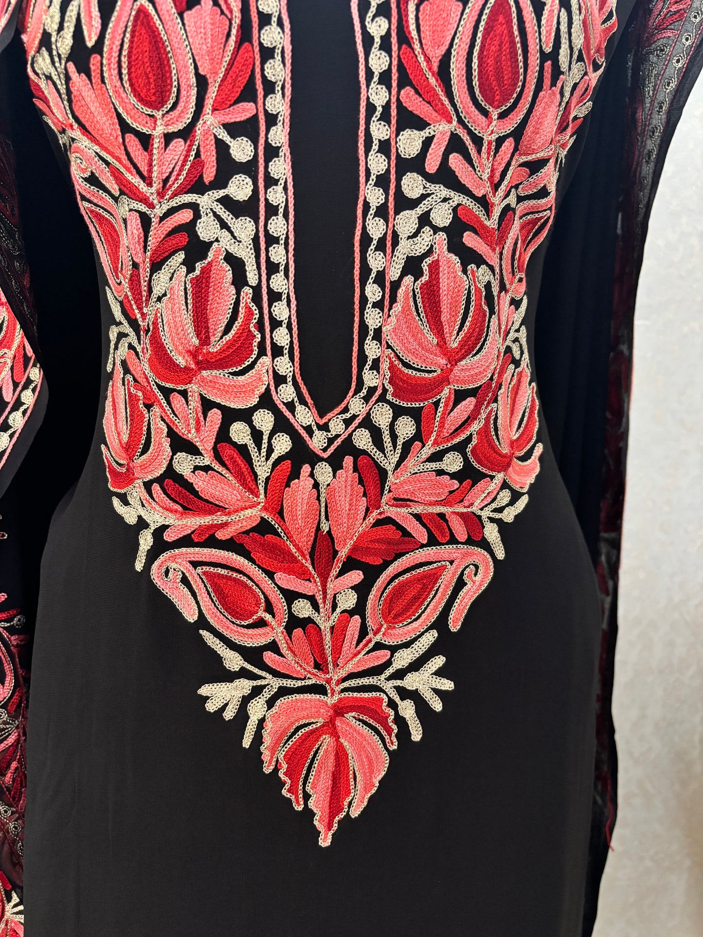 Black Pure Georgette Kashmiri Suit