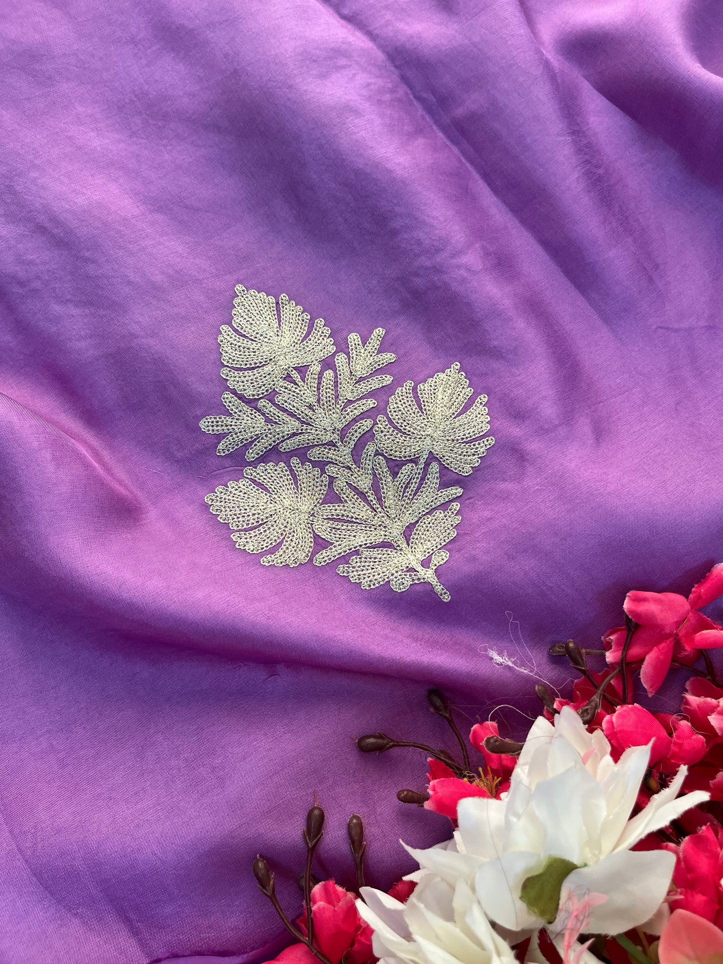 Lavender Silk Tilla Kashmiri Suit