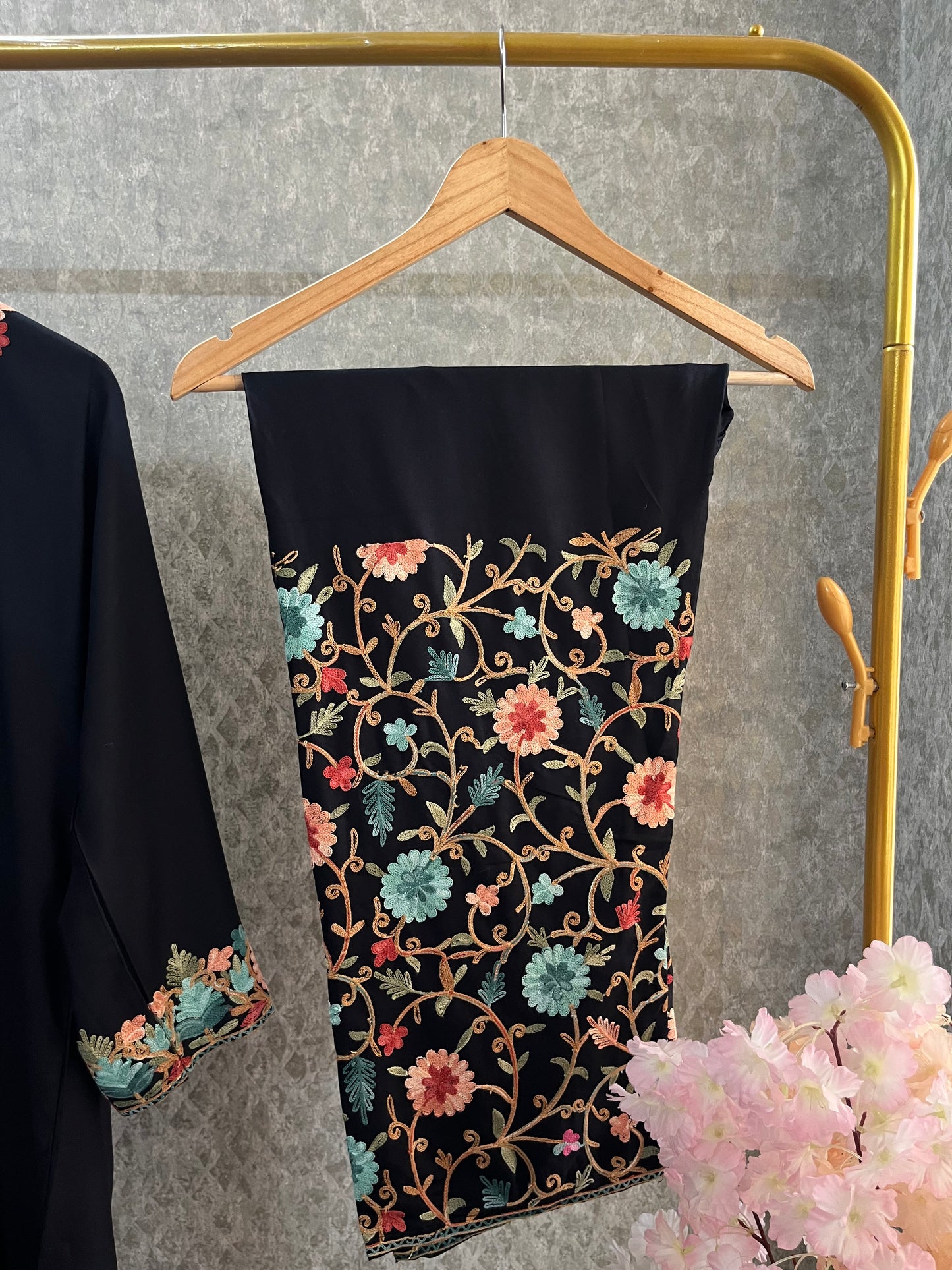 Black Cotton Stitched Co-ord Set(42)