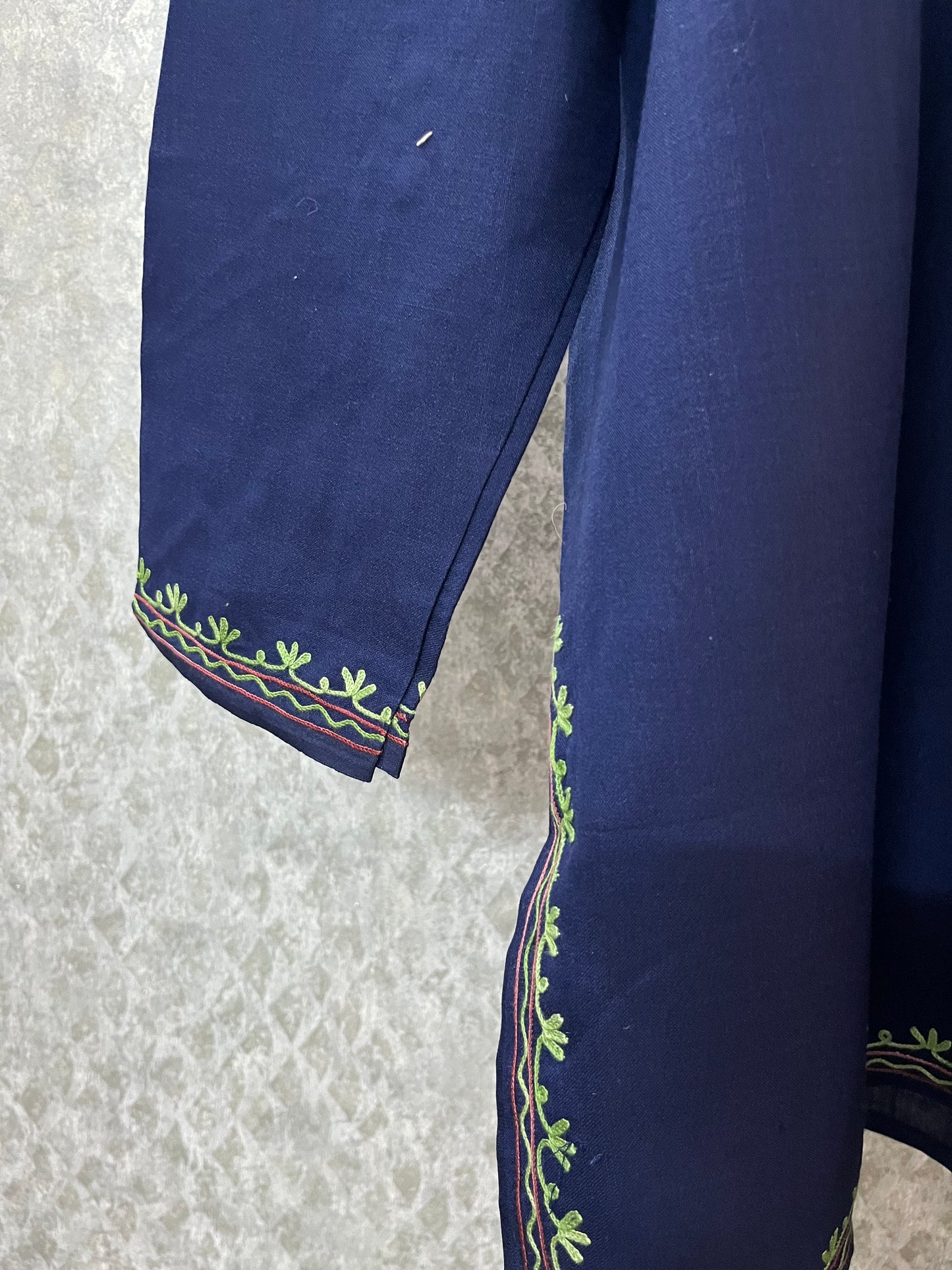 Navy Blue Cotton Aari Work Kurti