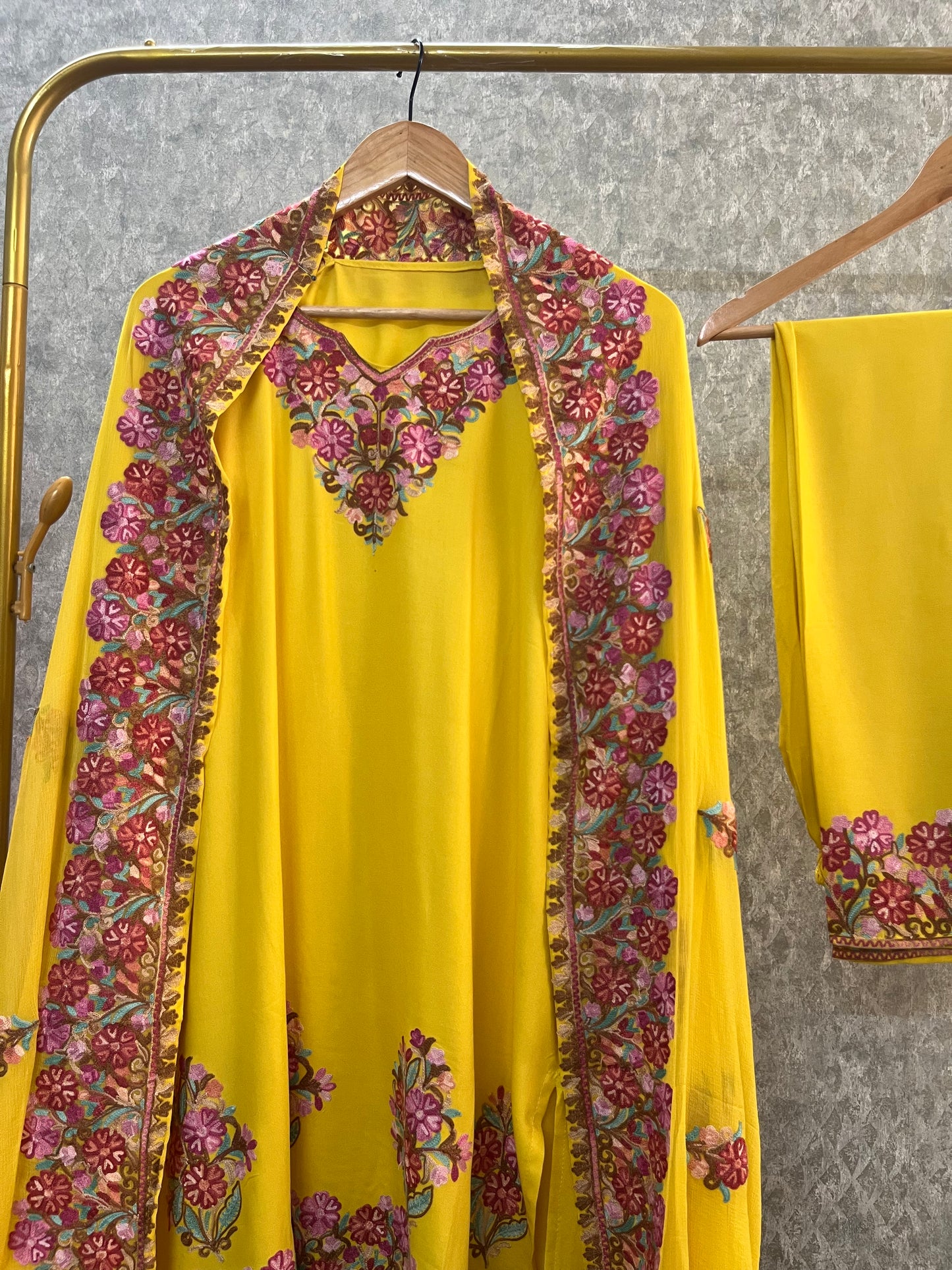 Yellow Cotton Stitched Co-ord Set with dupatta (42)