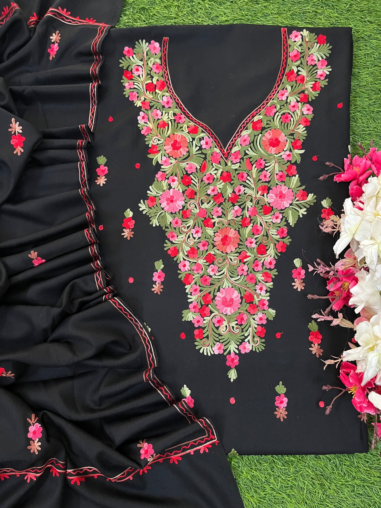 Black Woollen Aari Embroidered 3pc suit