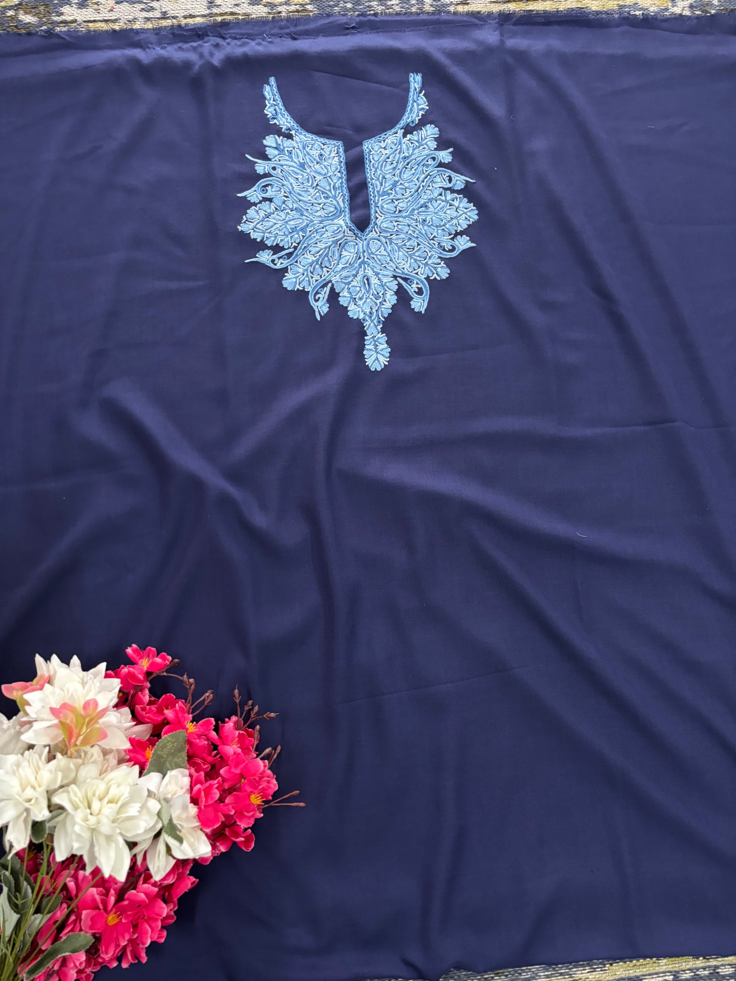 Blue Cotton Cord Set (Hand Embroidered)